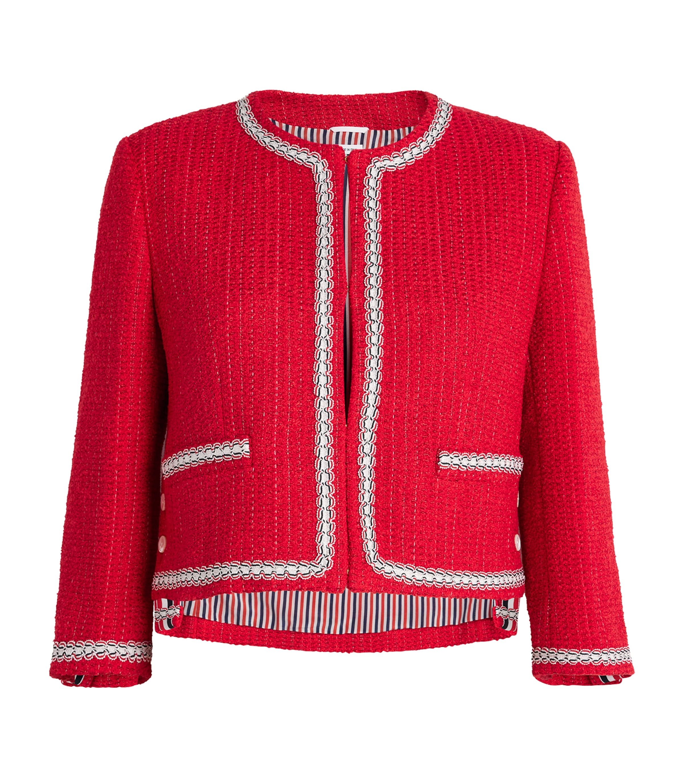 Thom Browne Tweed Cardigan In Red