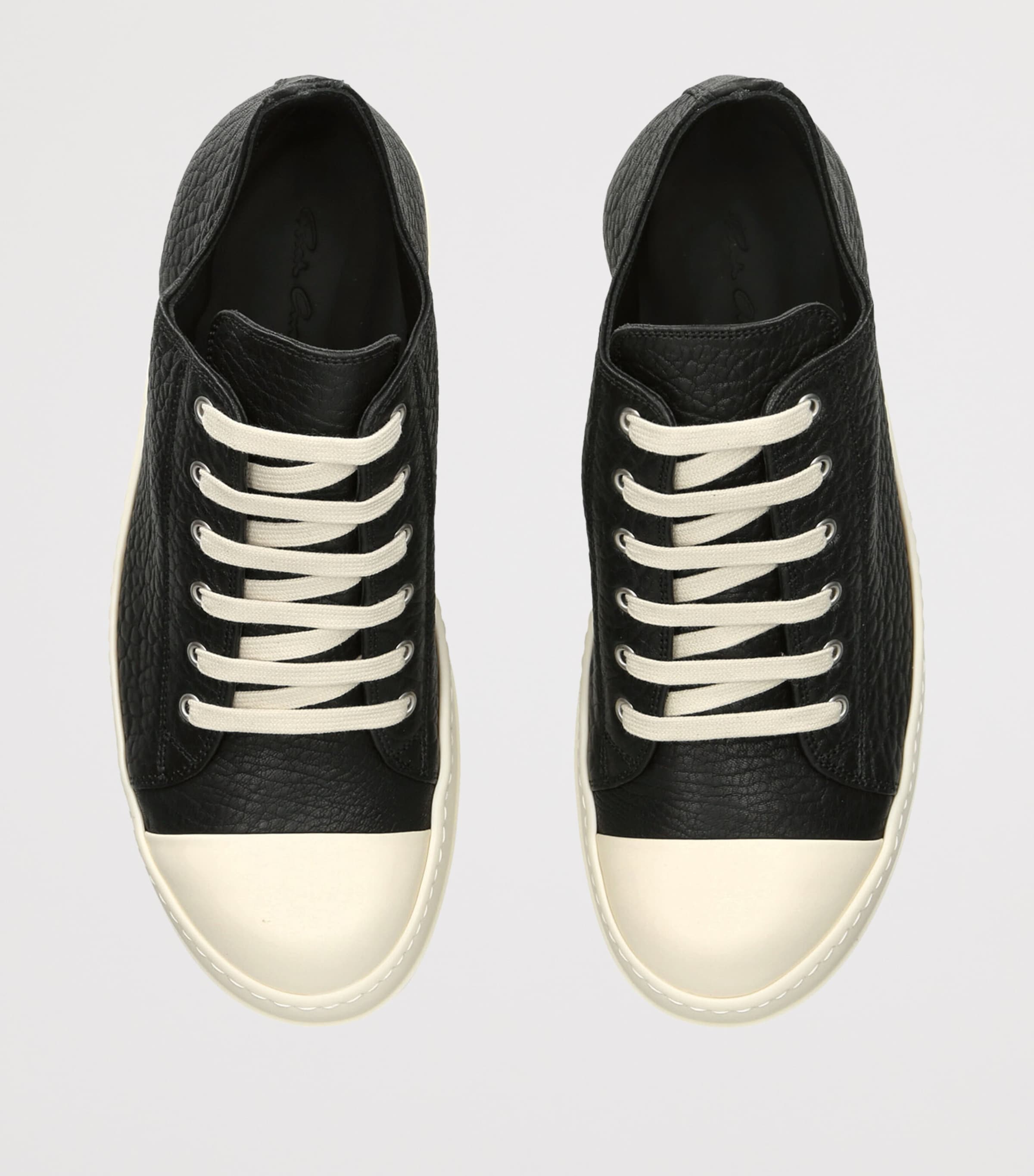 Rick Owens Leather Low-Top Sneakers Black Image 3