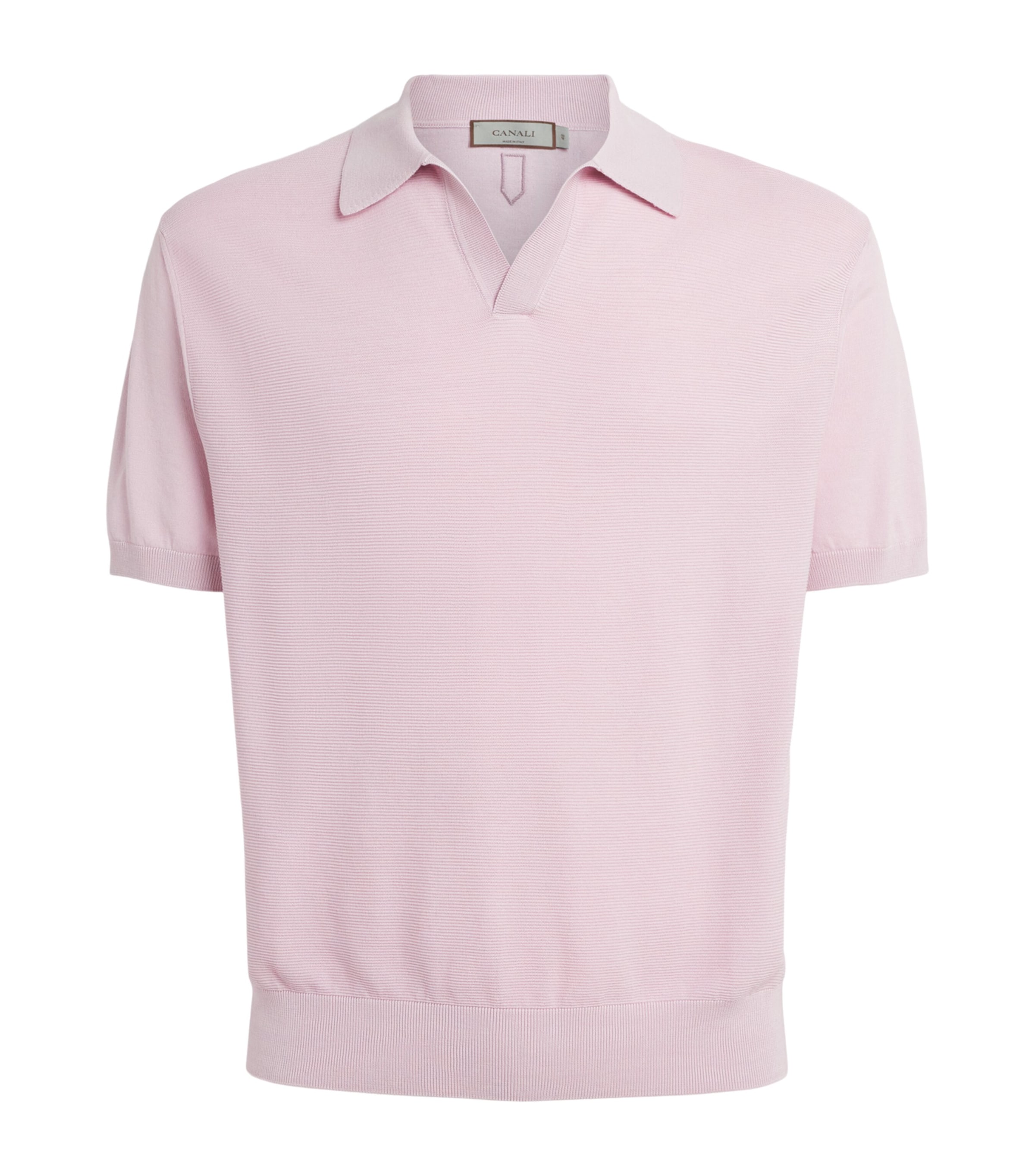 Canali Cotton-Silk Open Collar Polo Shirt