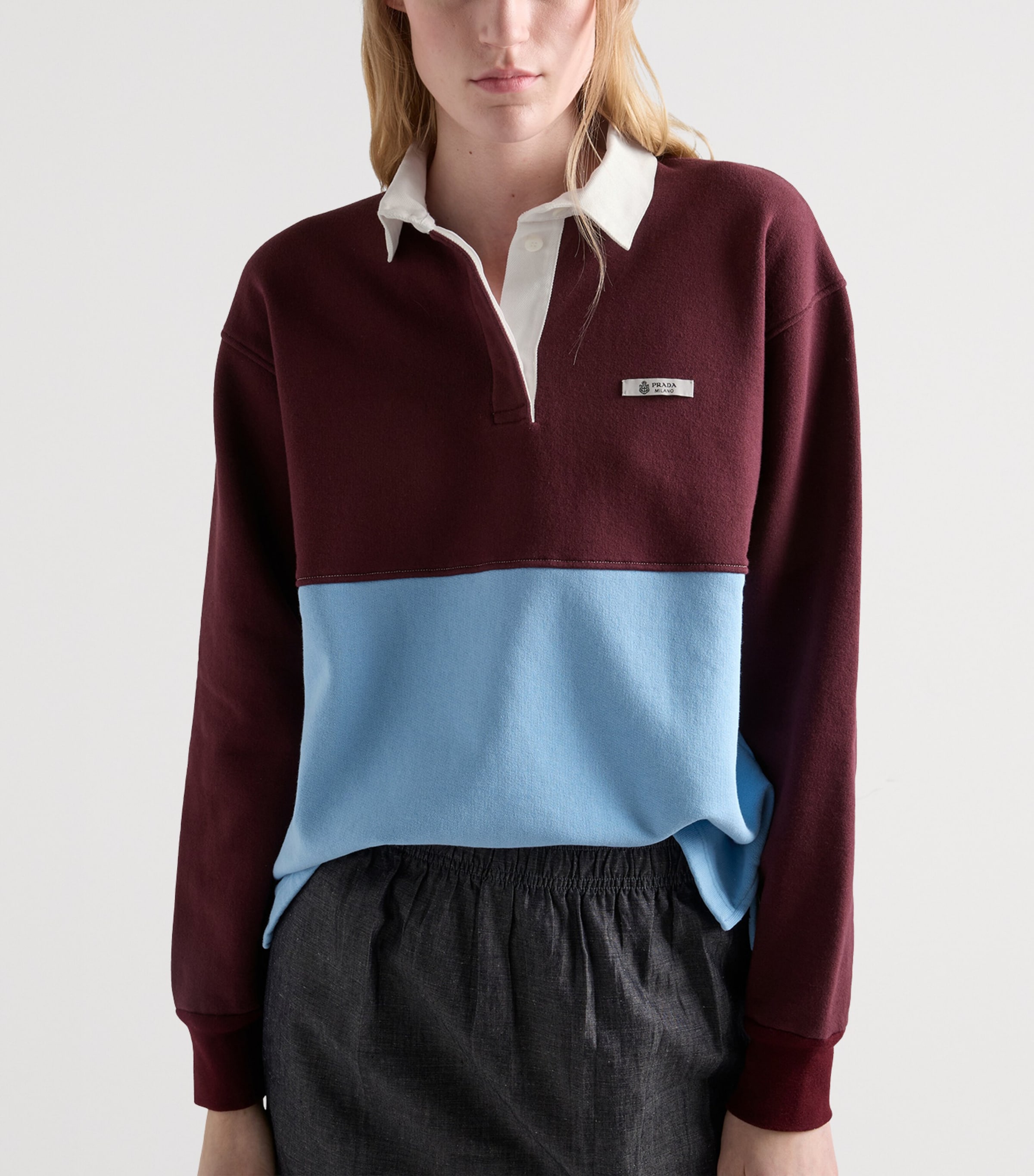 Prada Womens Cotton Long Sleeve Polo Shirt Image 4