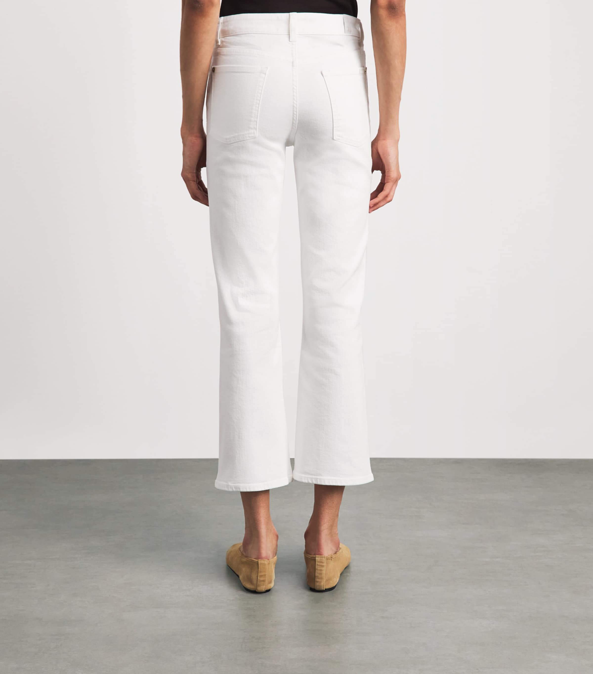 7 For All Mankind Womens High-Rise Bootcut Crop Jeans Pure White Image 5
