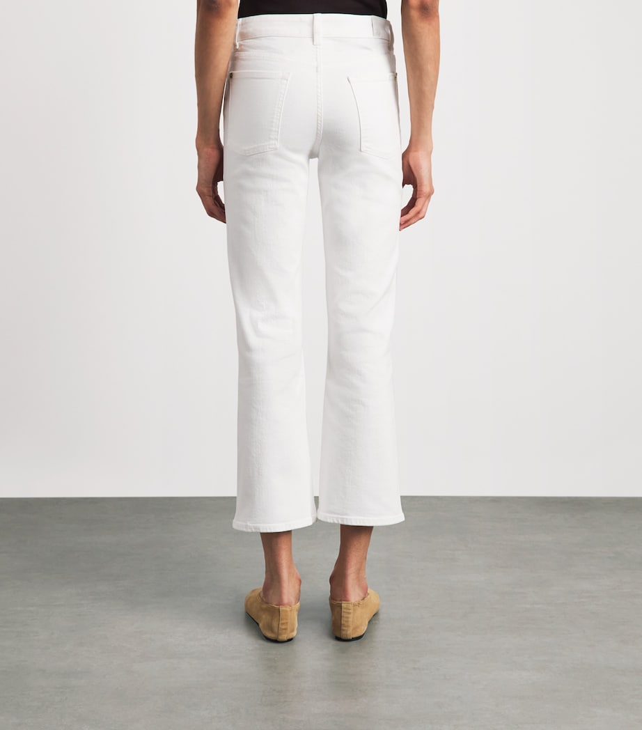 7 For All Mankind Womens High-Rise Bootcut Crop Jeans Pure White Image 5
