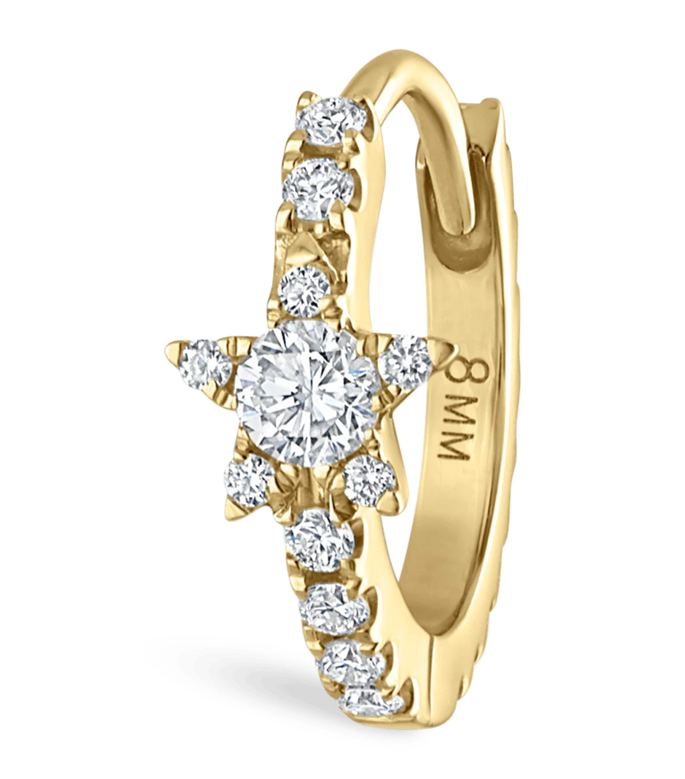 Maria Tash Yellow Gold Diamond Star Eternity Hoop Earring (8mm) | Fine Jewellery | Fine Earrings | Hoop Earrings | Men Accessories | Jewellery | Earrings | Designers | Maria Tash
