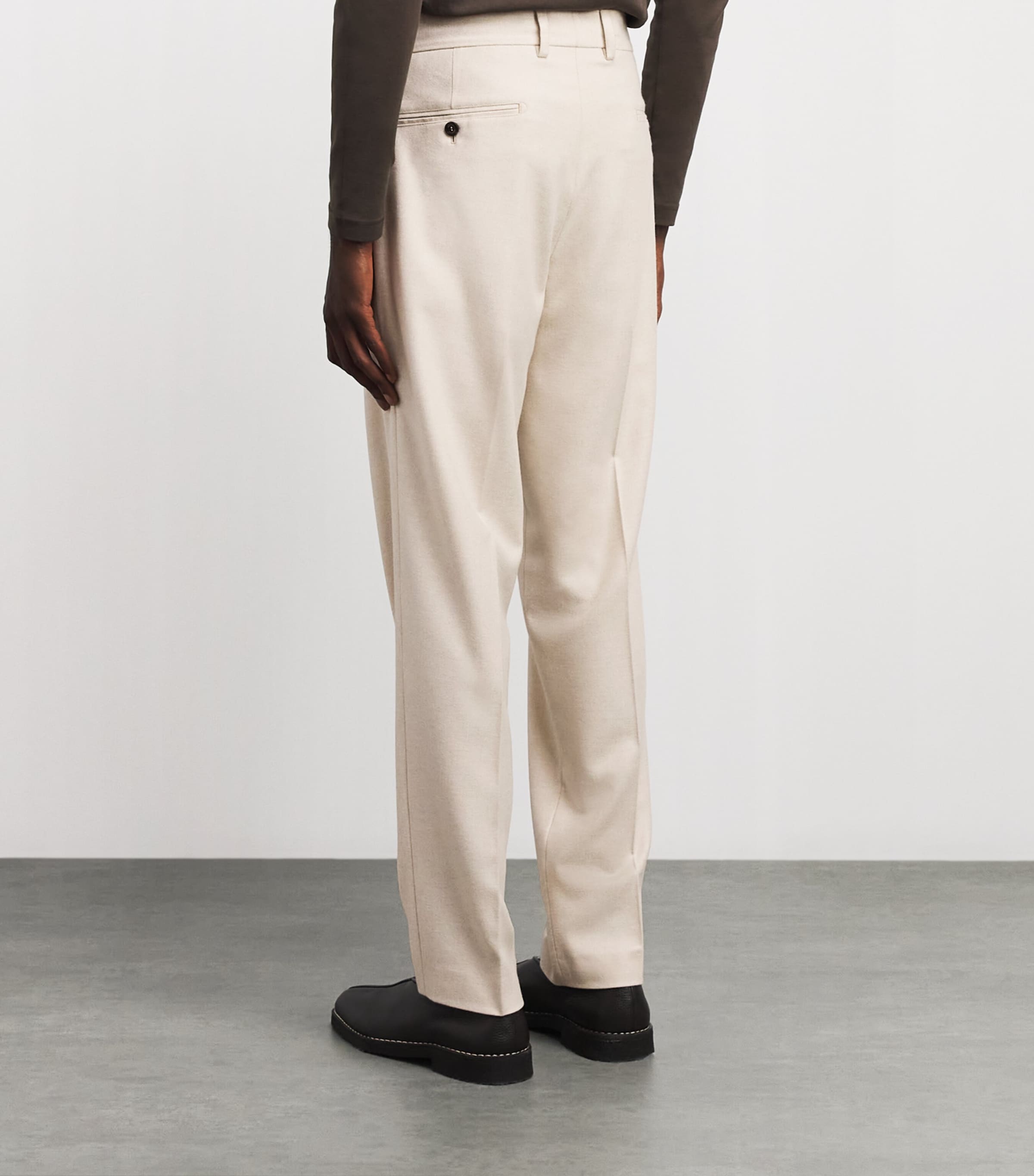 Colombo Mens Cashmere Pleated Straight Trousers Natural White Image 5