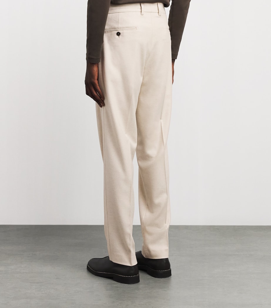 Colombo Mens Cashmere Pleated Straight Trousers Natural White Image 5