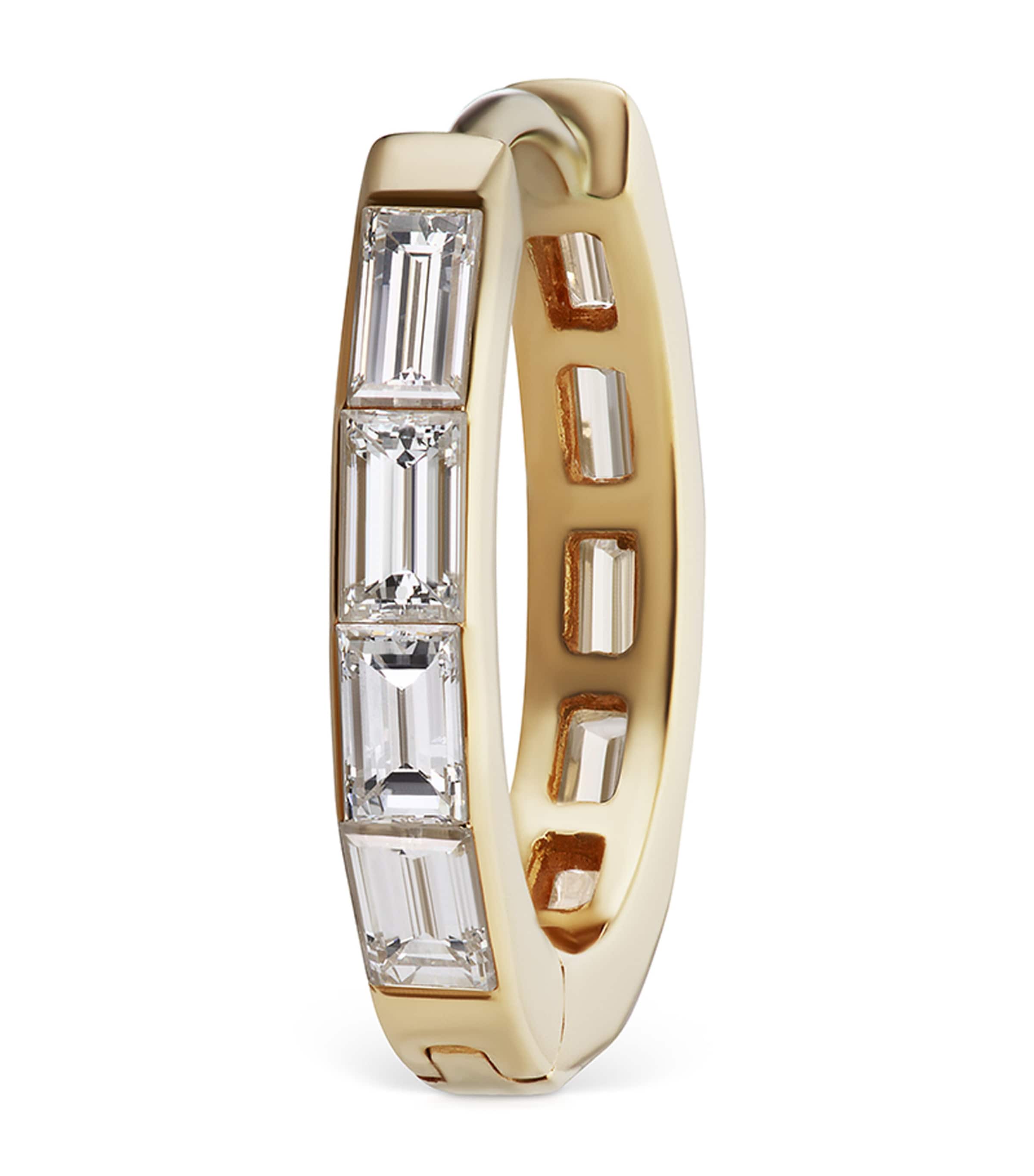Maria Tash Yellow Gold Invisible Set Baguette Diamond Eternity Hoop Earring In Gold
