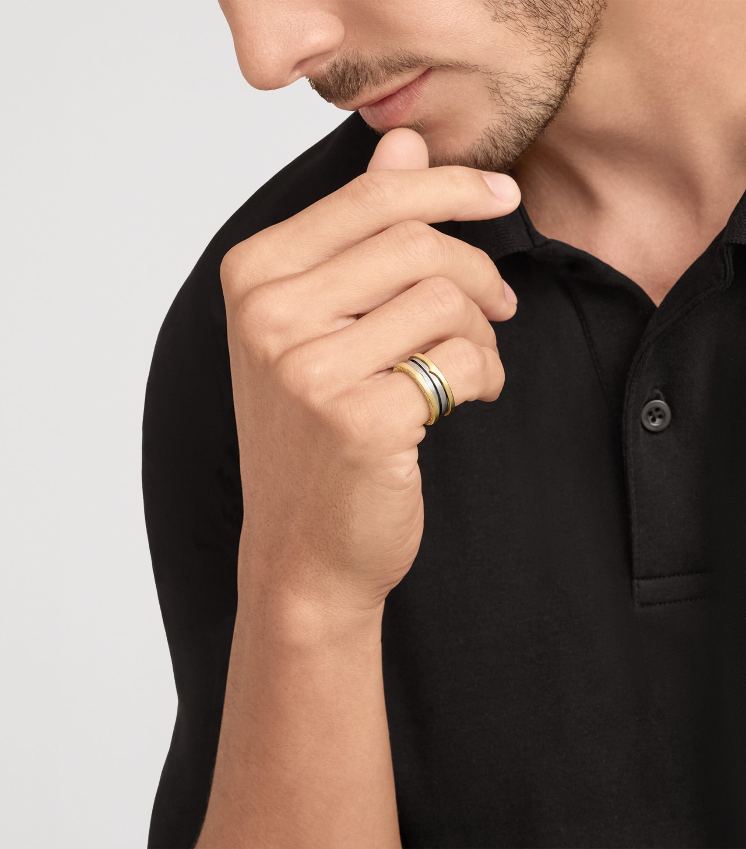 Bvlgari Yellow Gold and Stainless Steel B.zero1 Two-Band Ring Yellow Gold & Steel Image 3