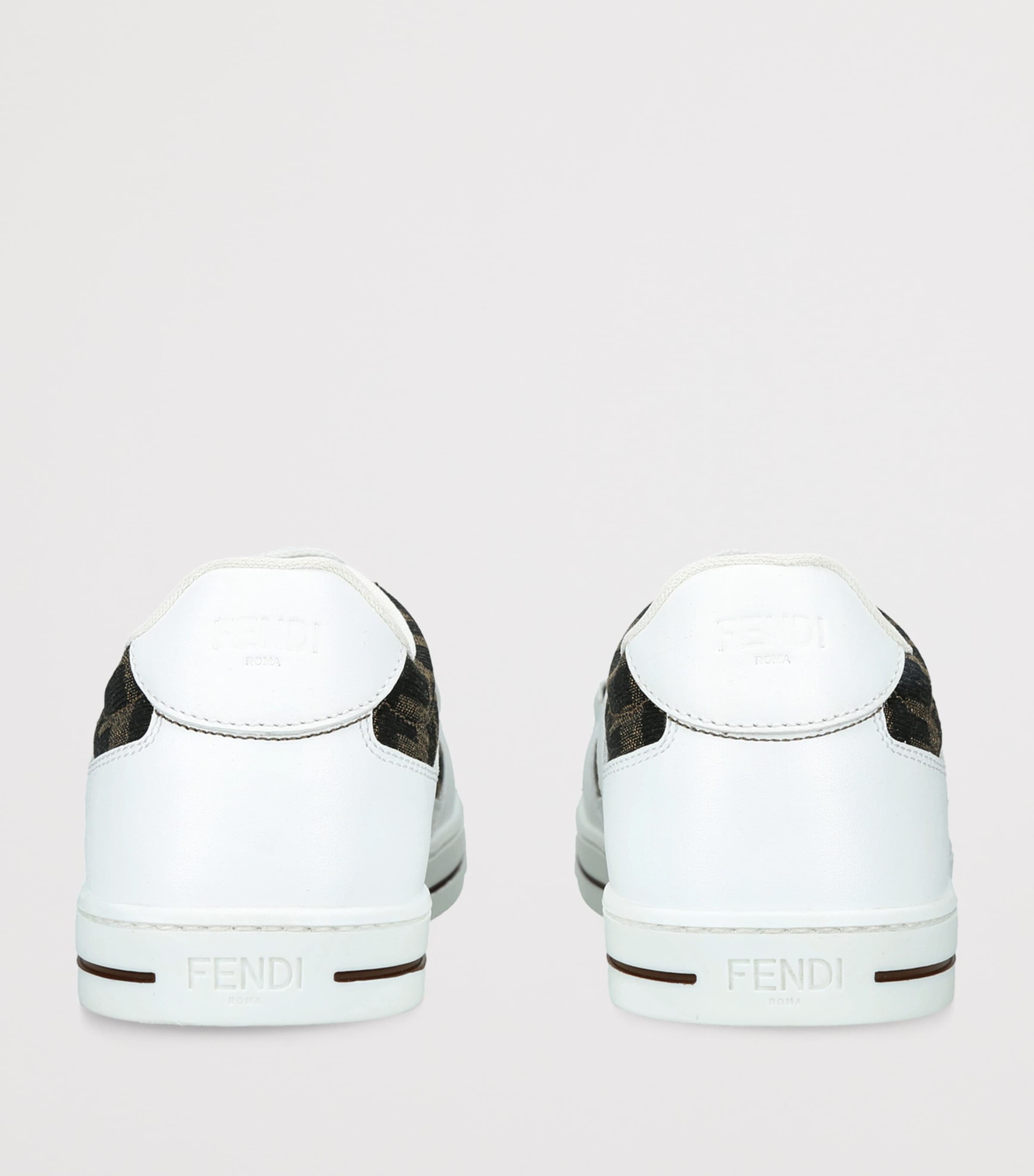 Fendi Kids Leather Logo Sneakers White/comb Image 4