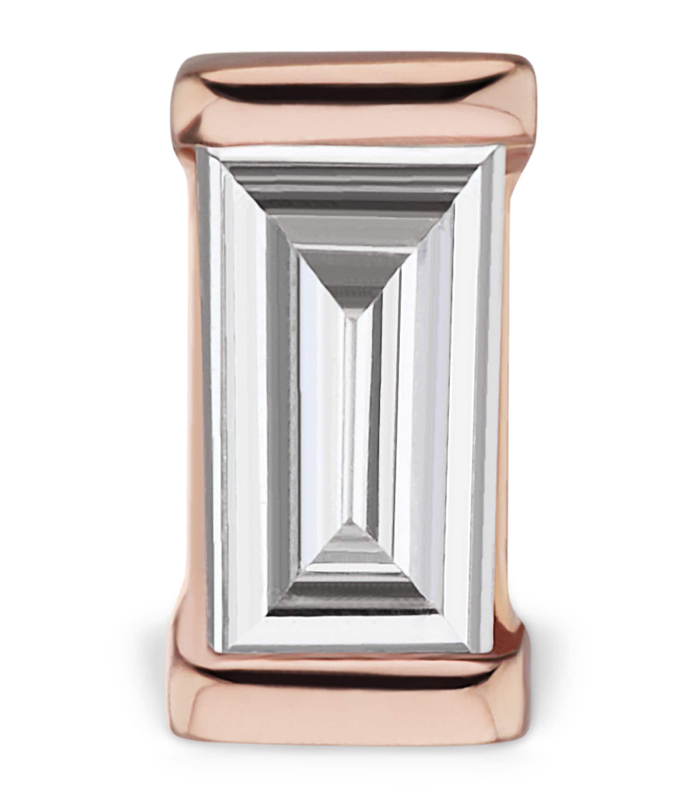 Rose Gold Diamond Baguette Threaded Stud Earring (4mm) ROSE GOLD Image 2