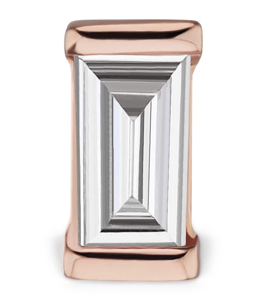 Rose Gold Diamond Baguette Threaded Stud Earring (4mm) ROSE GOLD Image 2