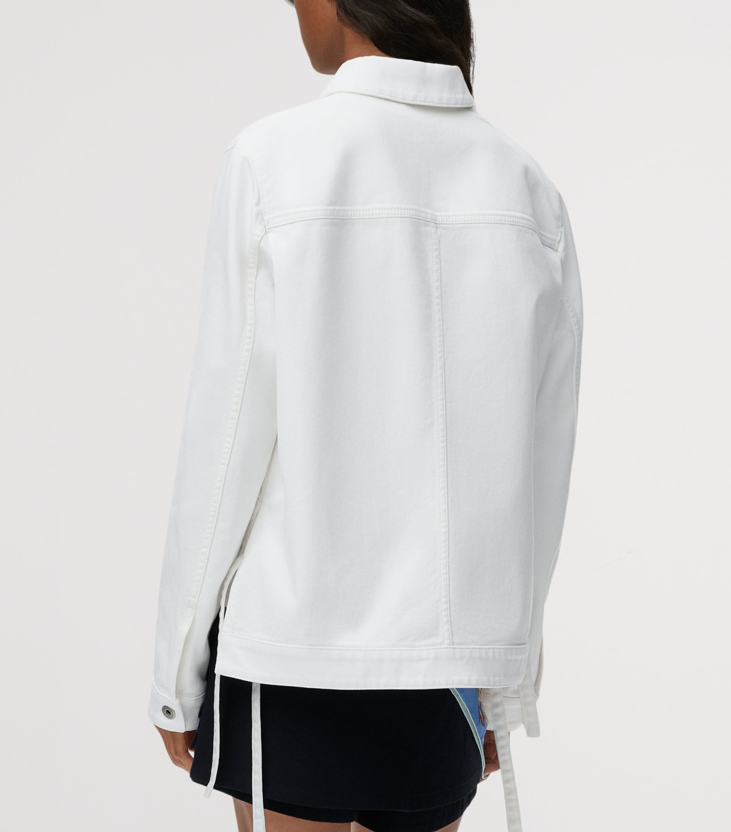 LOEWE Womens x Paula's Ibiza Workwear Side-Tie Denim Jacket White Image 4