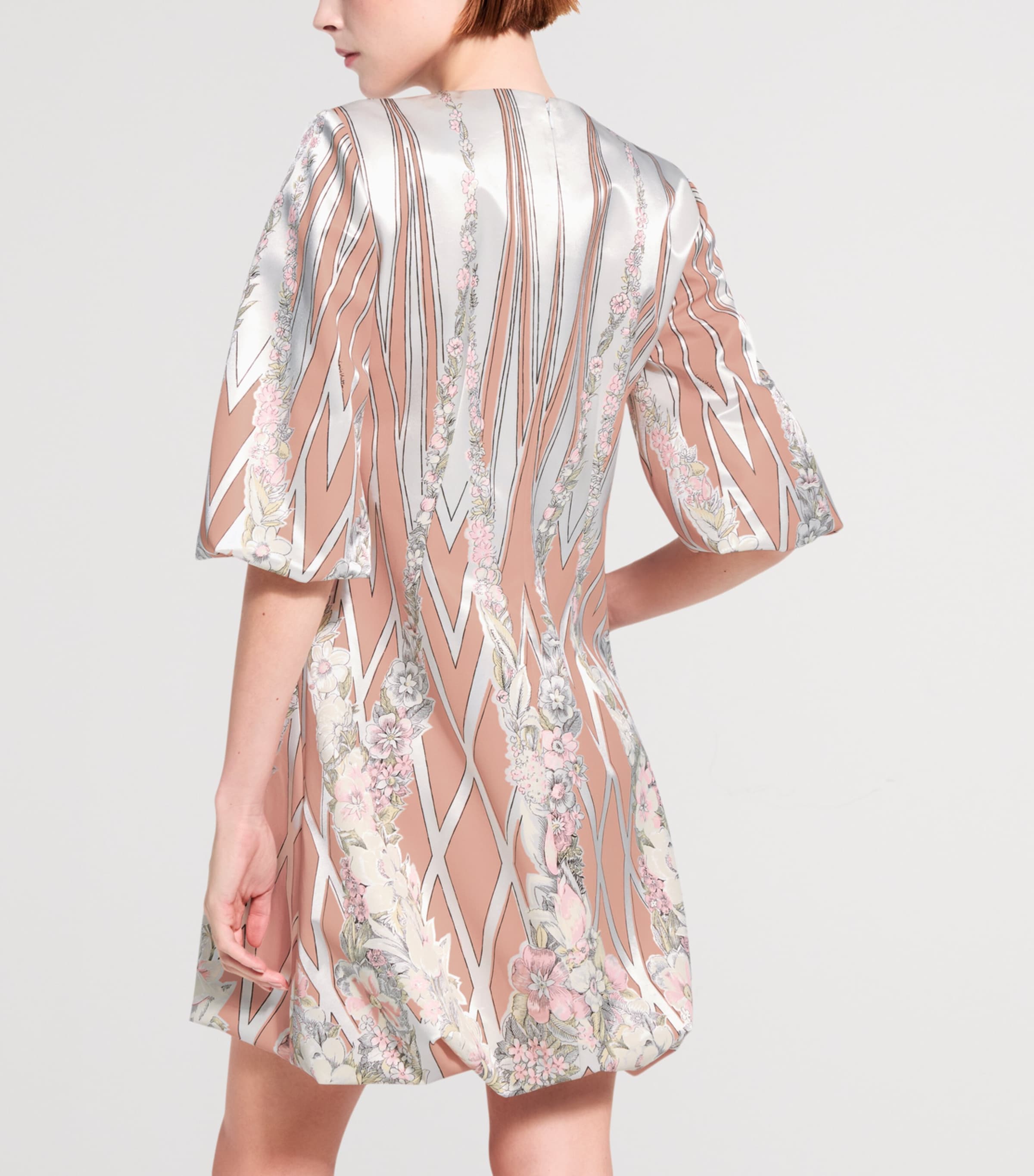 LOUIS VUITTON Womens Satin Floral Wallpaper Mini Dress Flesh Image 4
