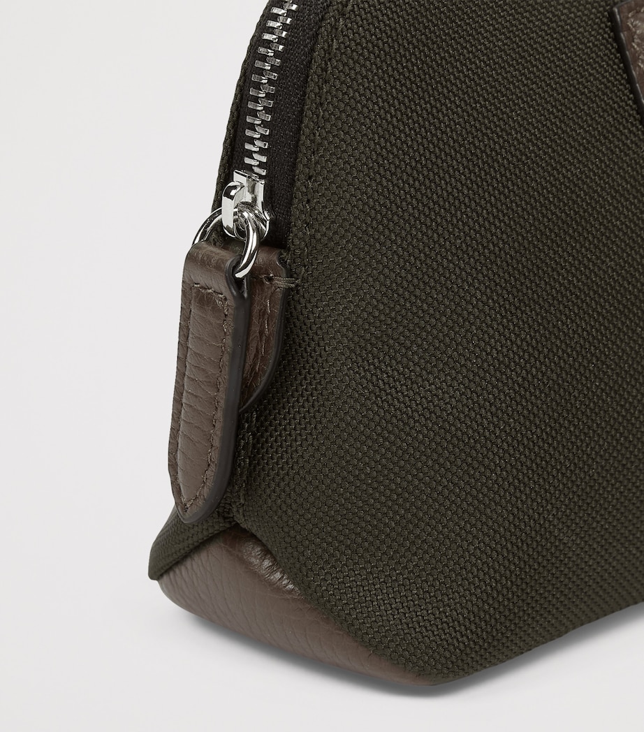 Smythson Small Canvas Wash Bag Dark Moss Image 5
