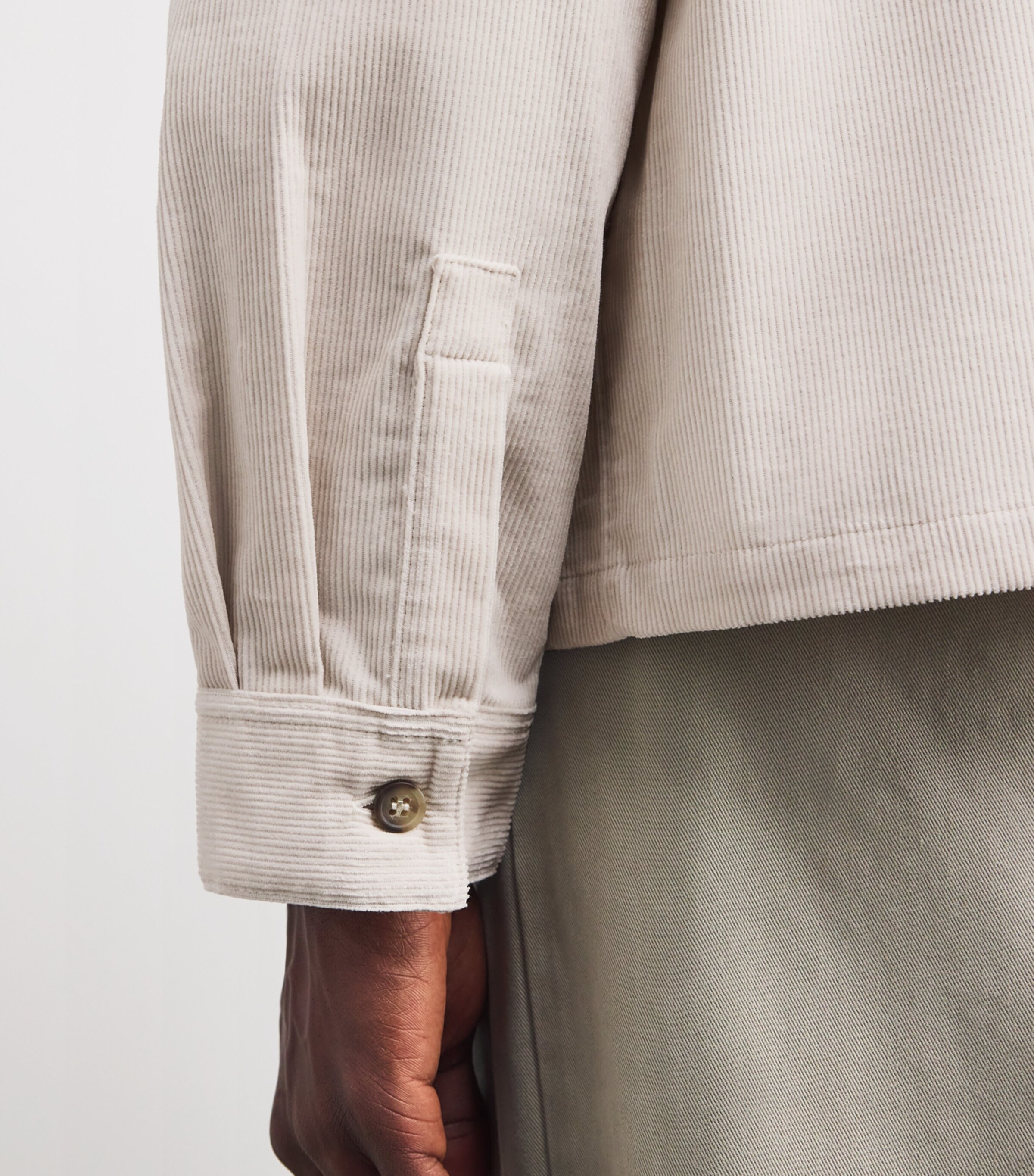 A.P.C. Mens Cotton Corduroy Leon Overshirt Aae Mastic Image 6