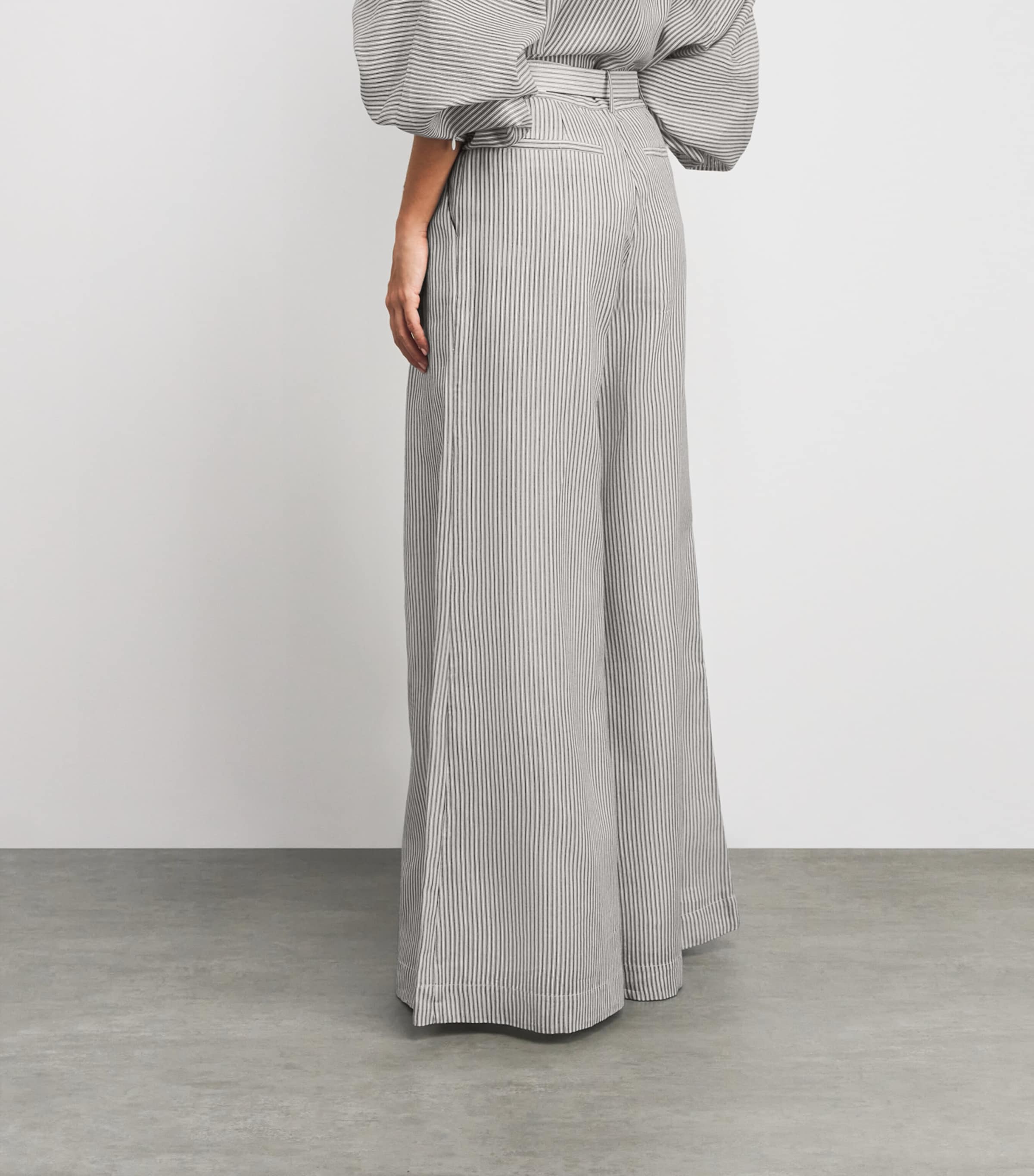 Cotton-Silk Hypnotic Wide-Leg Trousers NAVY STRIPE Image 4