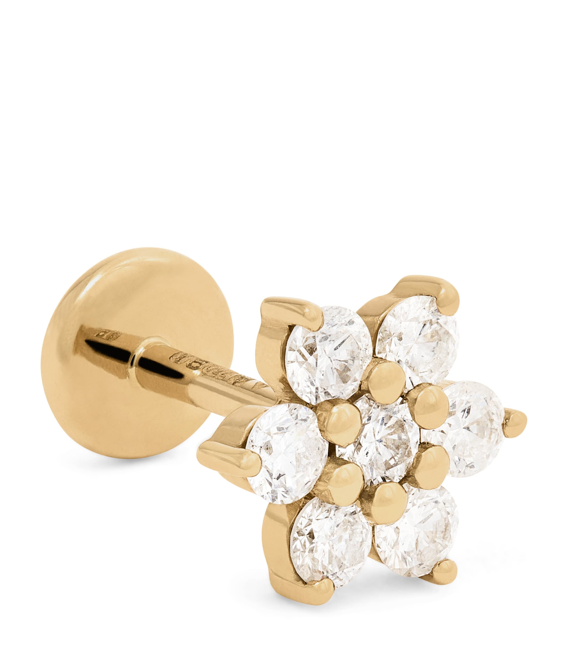 Persée Yellow Gold And Diamond Flower Single Stud Earring In Gold