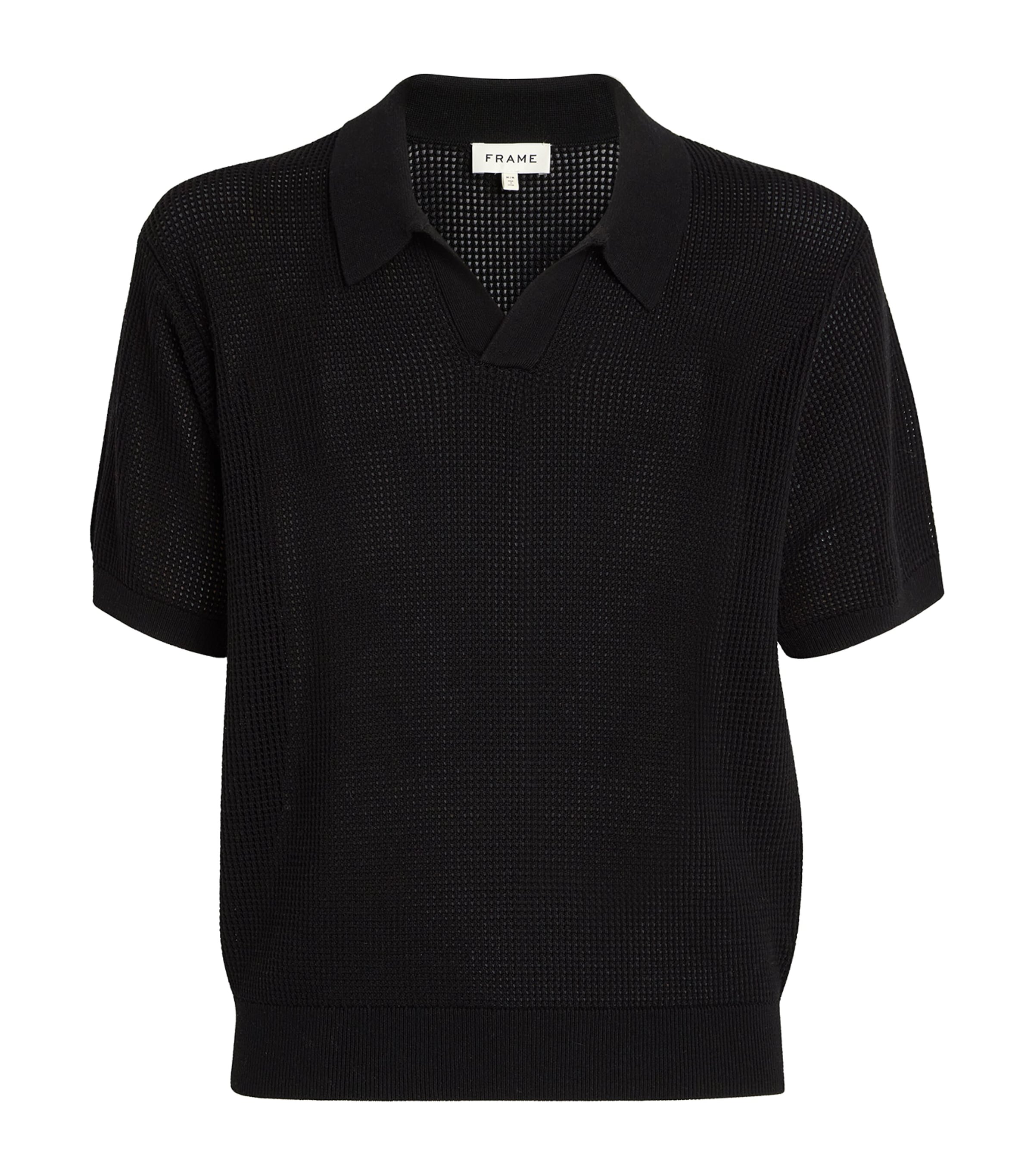 FRAME Mens Wool-Blend Polo Shirt Black Image 1