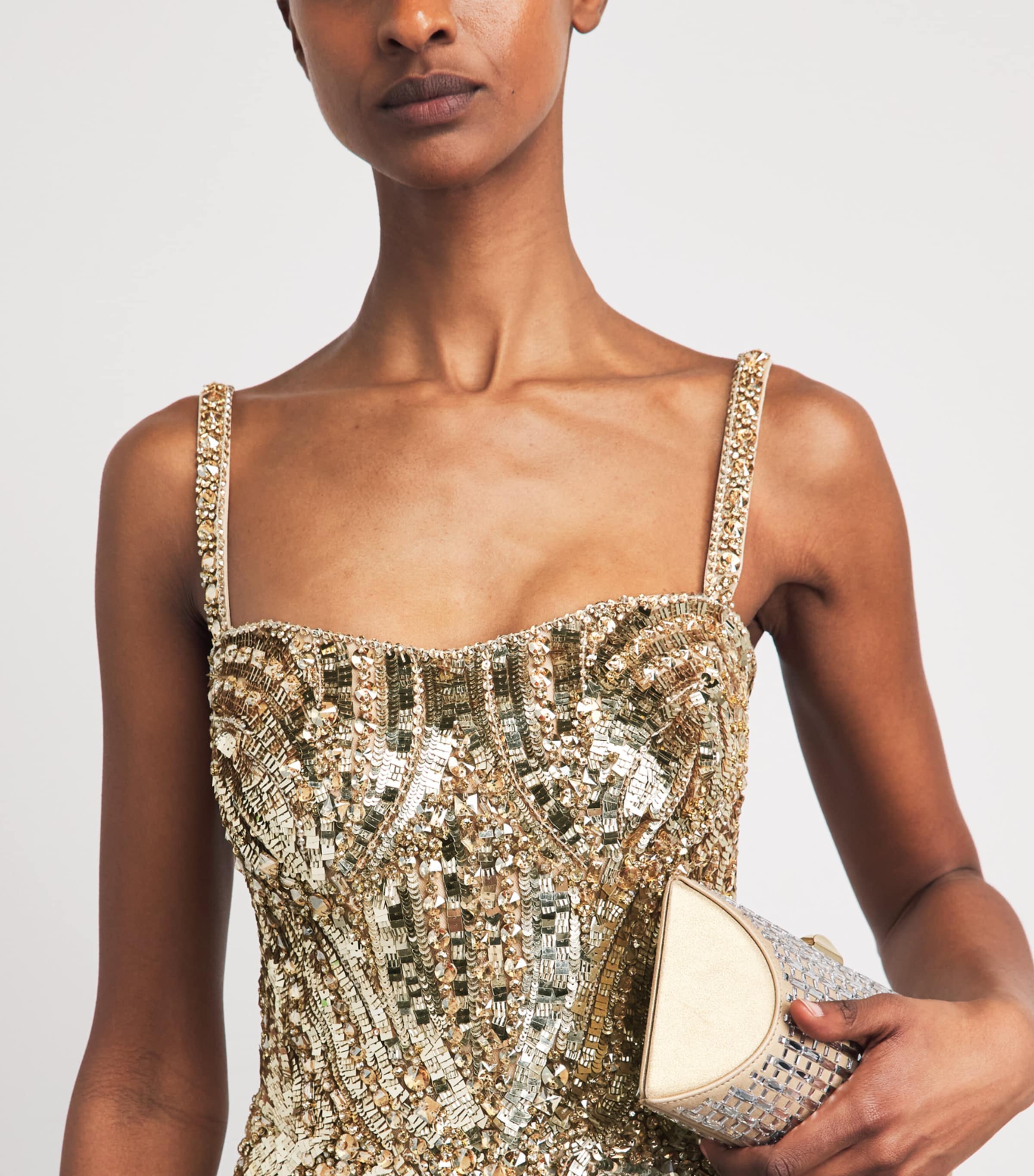 Jenny Packham Womens Embellished Rebecca Mini Dress Illusion Image 5