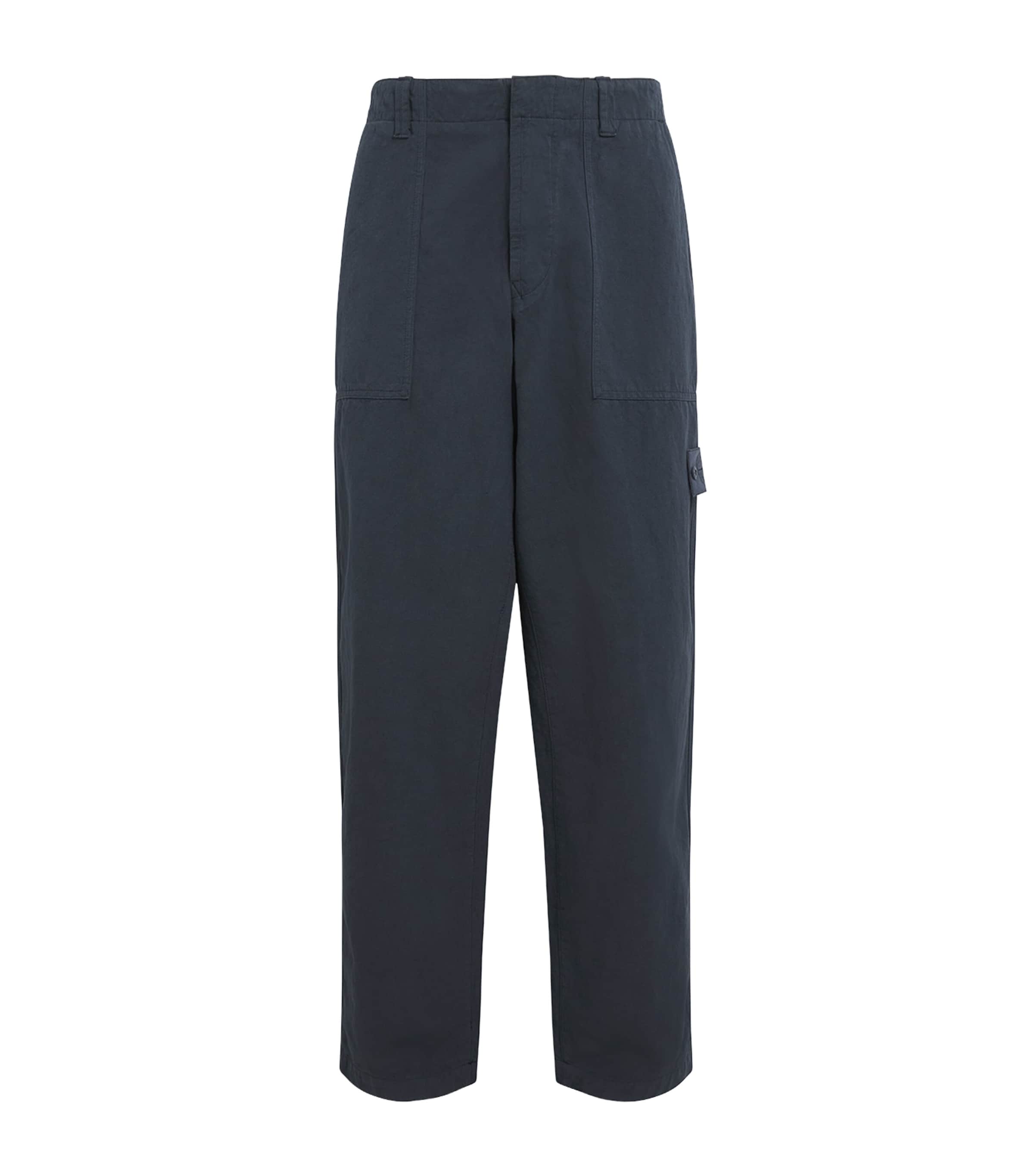 Stone Island Mens Cotton-Linen Ghost Fatigue Trousers Image 1