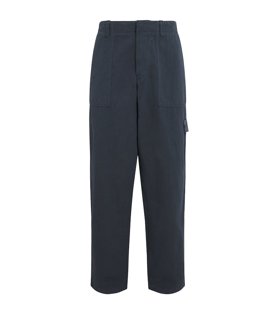 Stone Island Mens Cotton-Linen Ghost Fatigue Trousers Image 1