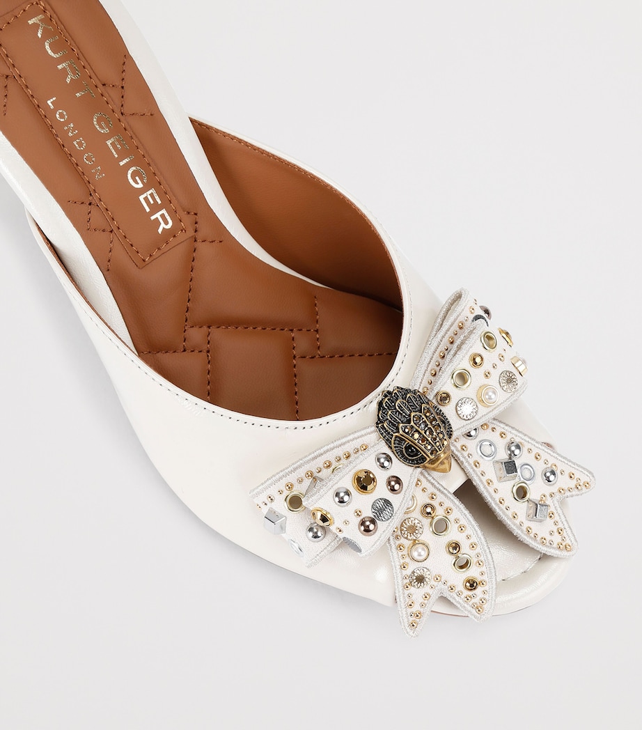 Leather Belgravia Stud Bow Heeled Mules BONE/COMB Image 3