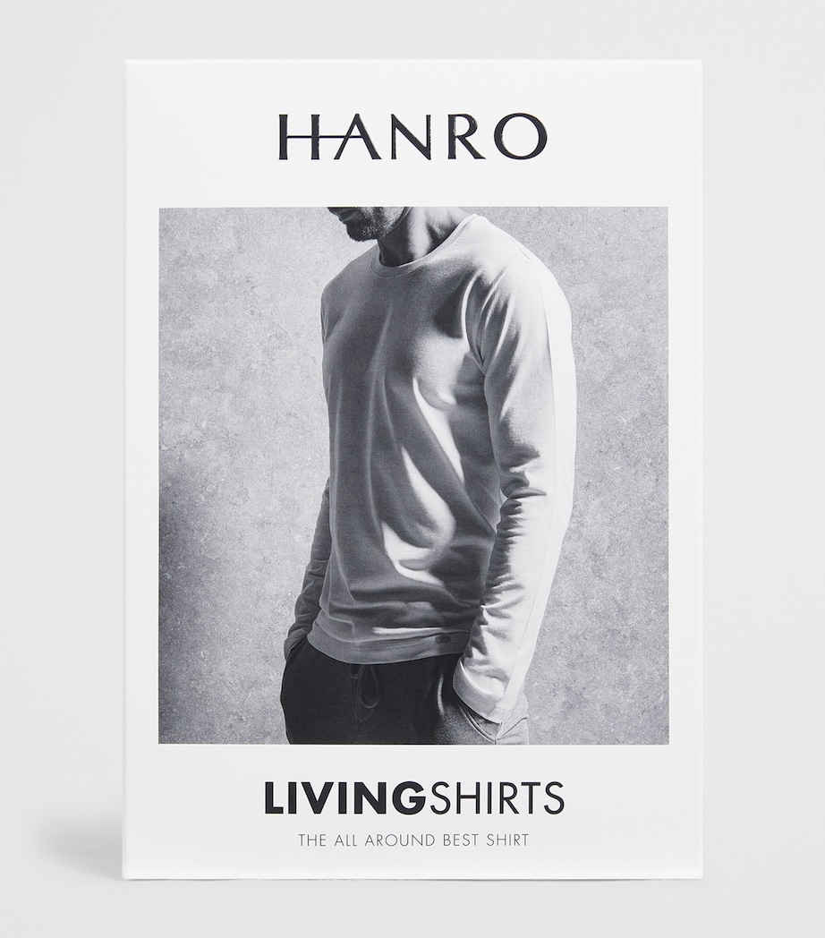 Hanro Mens Cotton Living Long-Sleeve T-Shirt Deep Navy Image 6