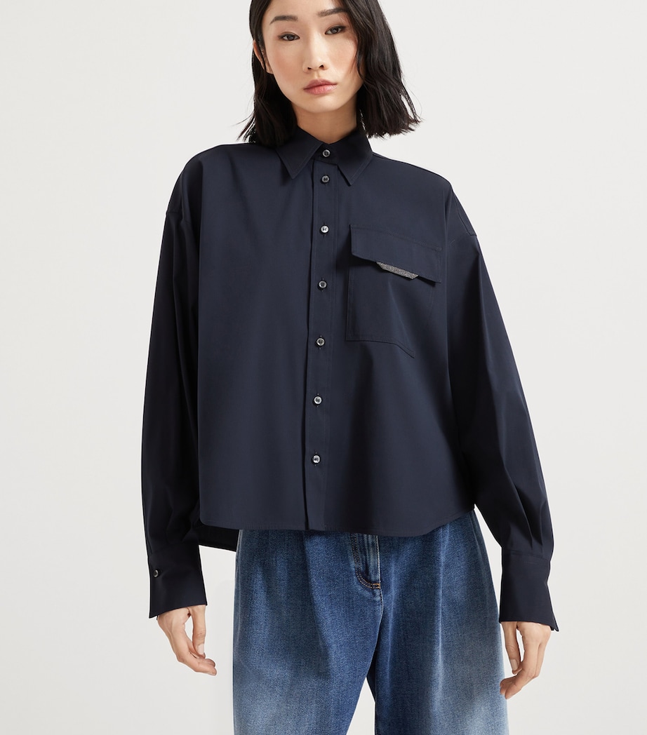 Cotton-Blend Cropped Shirt C7186 Image 2