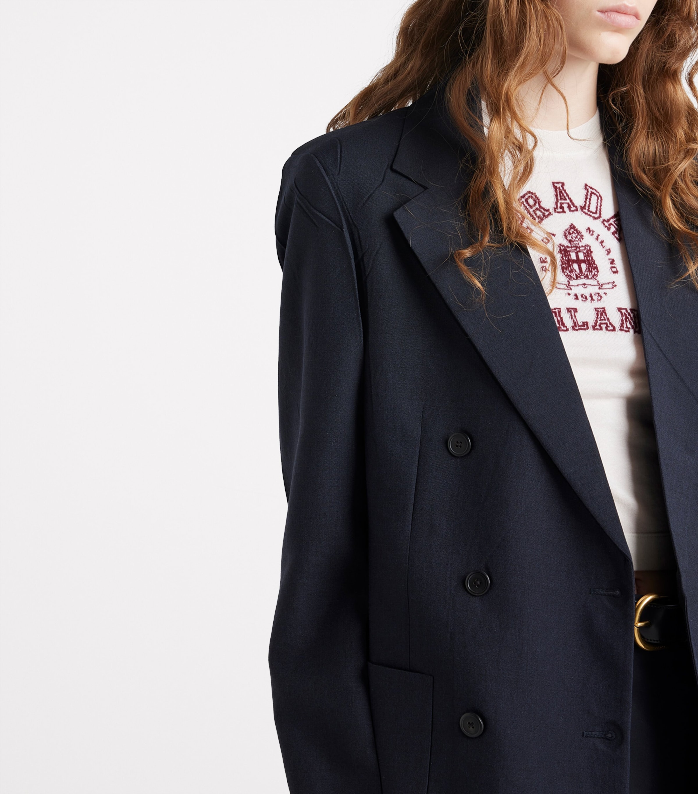 Kid Mohair-Wool Double-Breasted Blazer F0008 Image 4