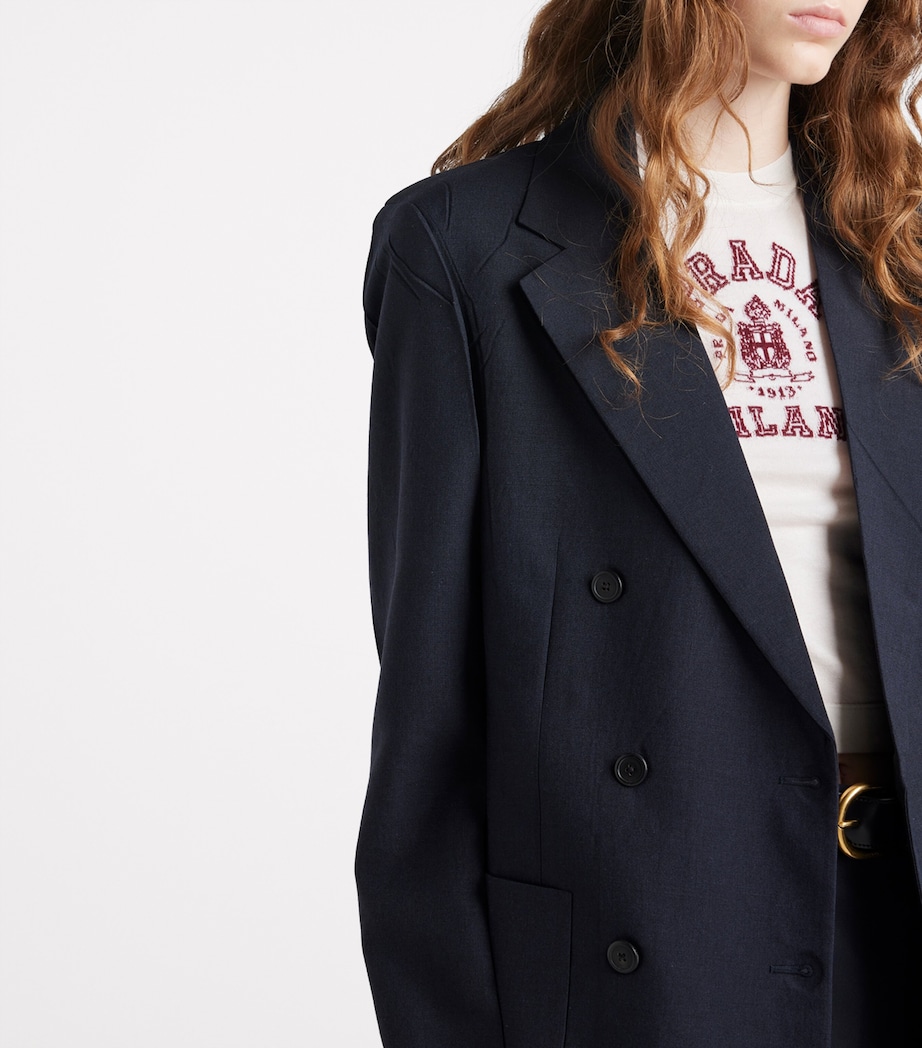 Kid Mohair-Wool Double-Breasted Blazer F0008 Image 4