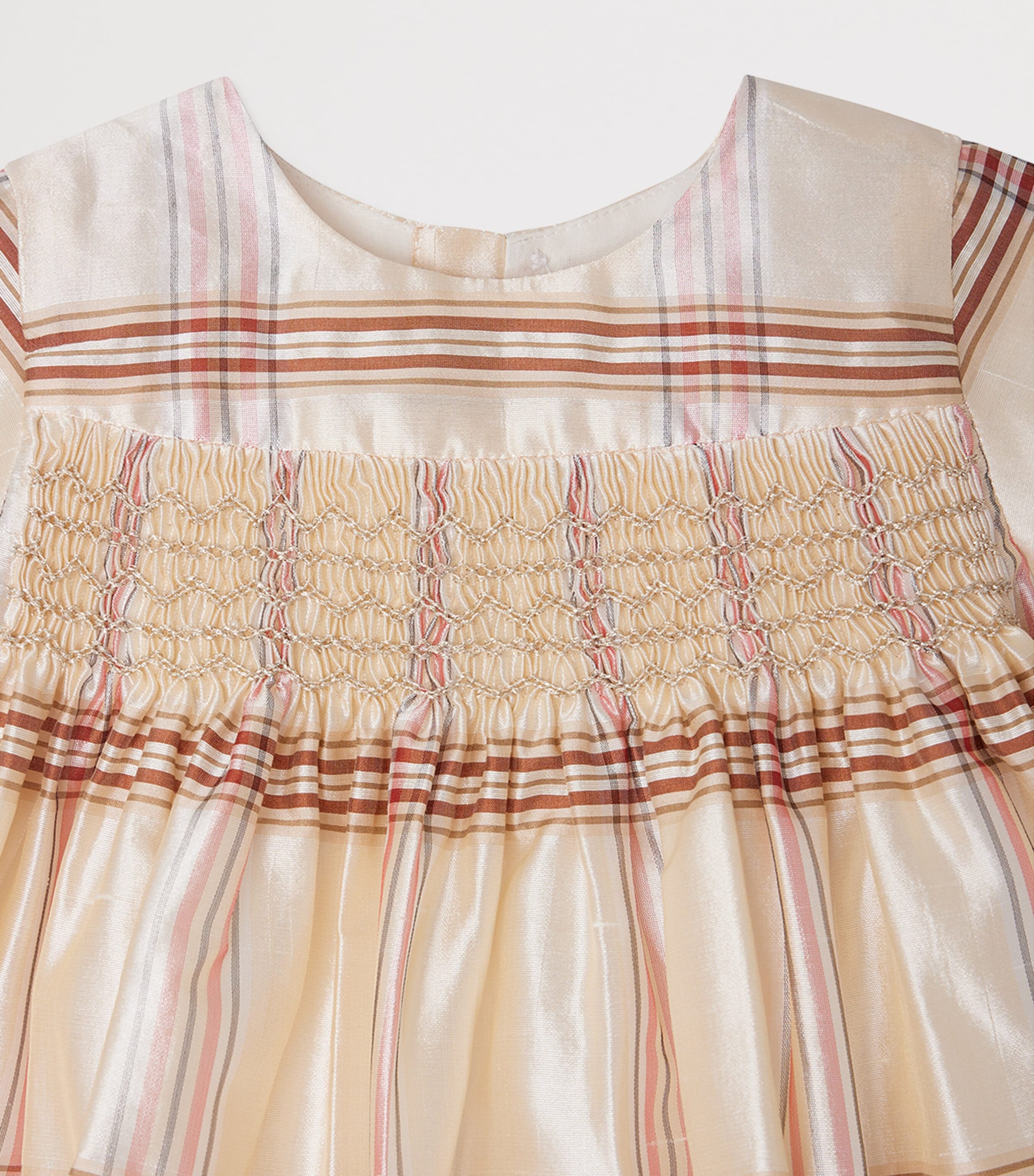 Silk Striped Dress (6 Months) CARREAUX ECRU Image 3