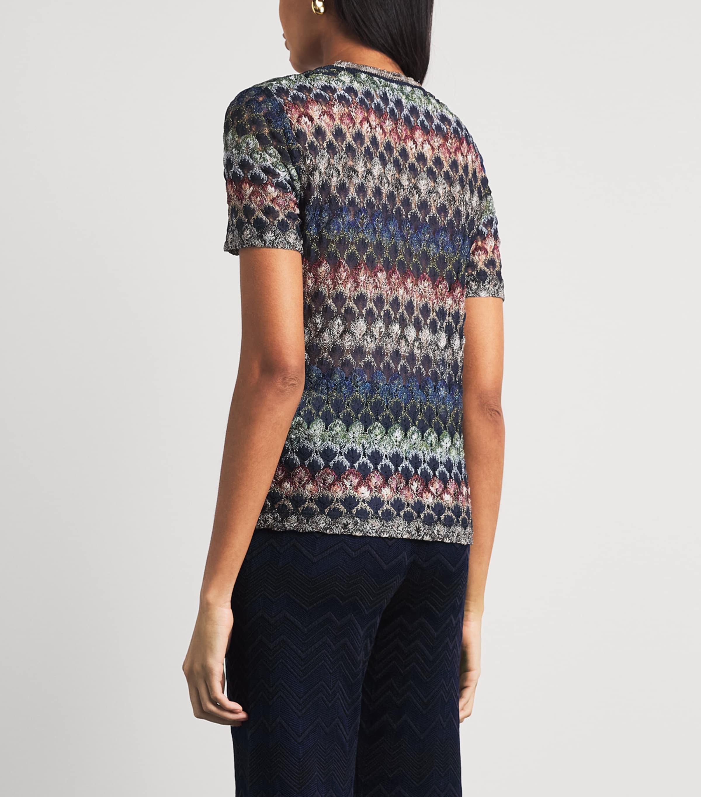 Missoni Womens Knitted Metallic T-Shirt Smspv Multi Drk Vrsn Image 5