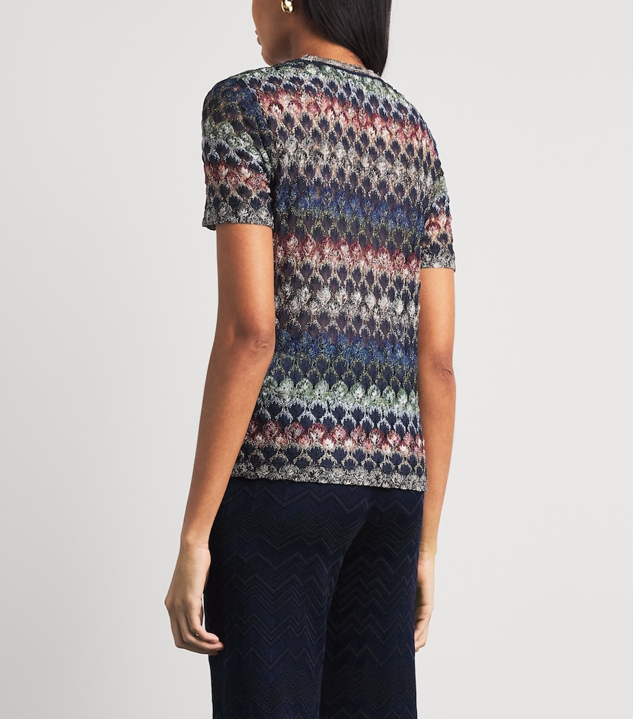 Missoni Womens Knitted Metallic T-Shirt Smspv Multi Drk Vrsn Image 5