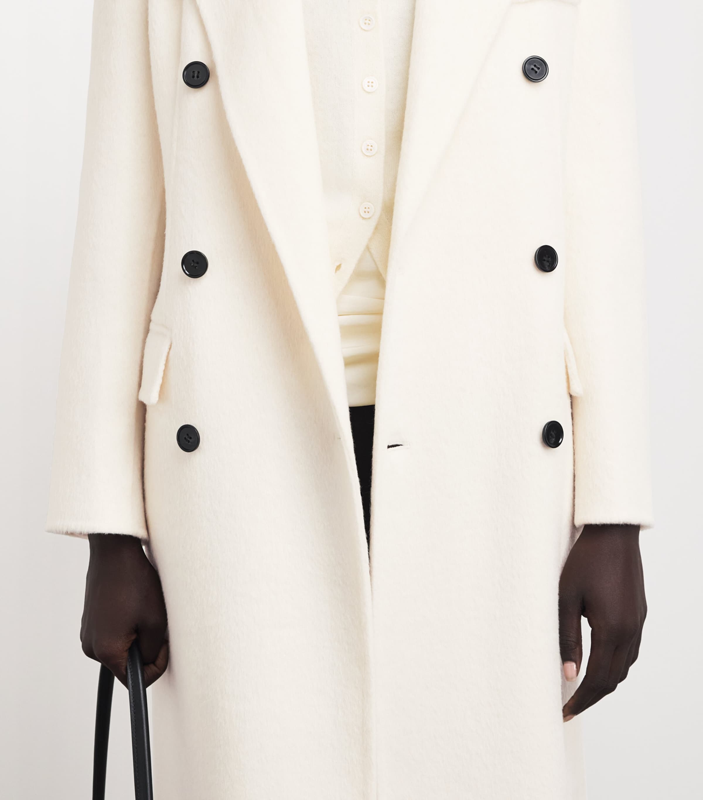 Voranida Womens Double-Breasted Taren Overcoat Ecru Image 3