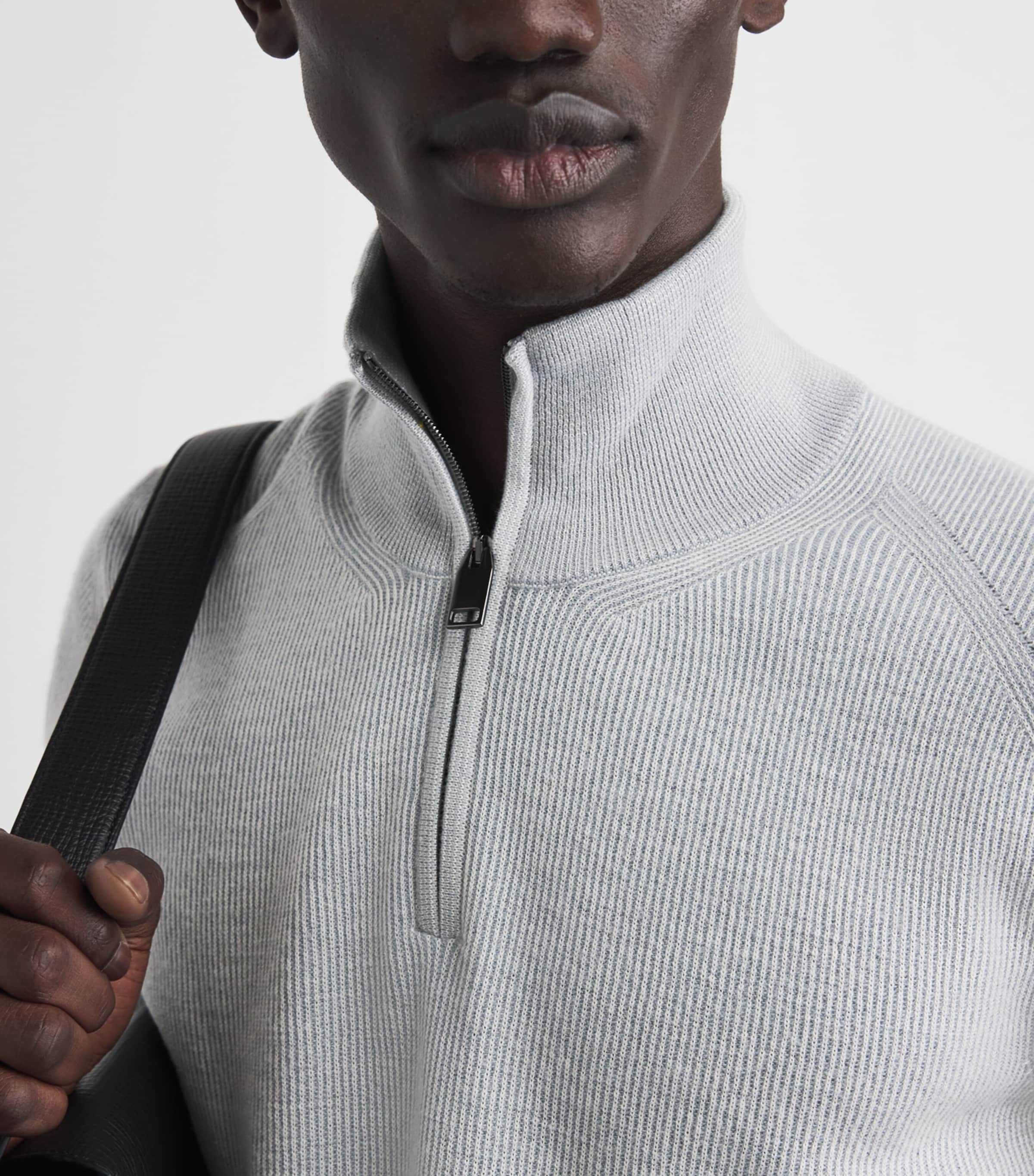 Brioni Mens Cashmere-Wool Half-Zip Sweater Image 3