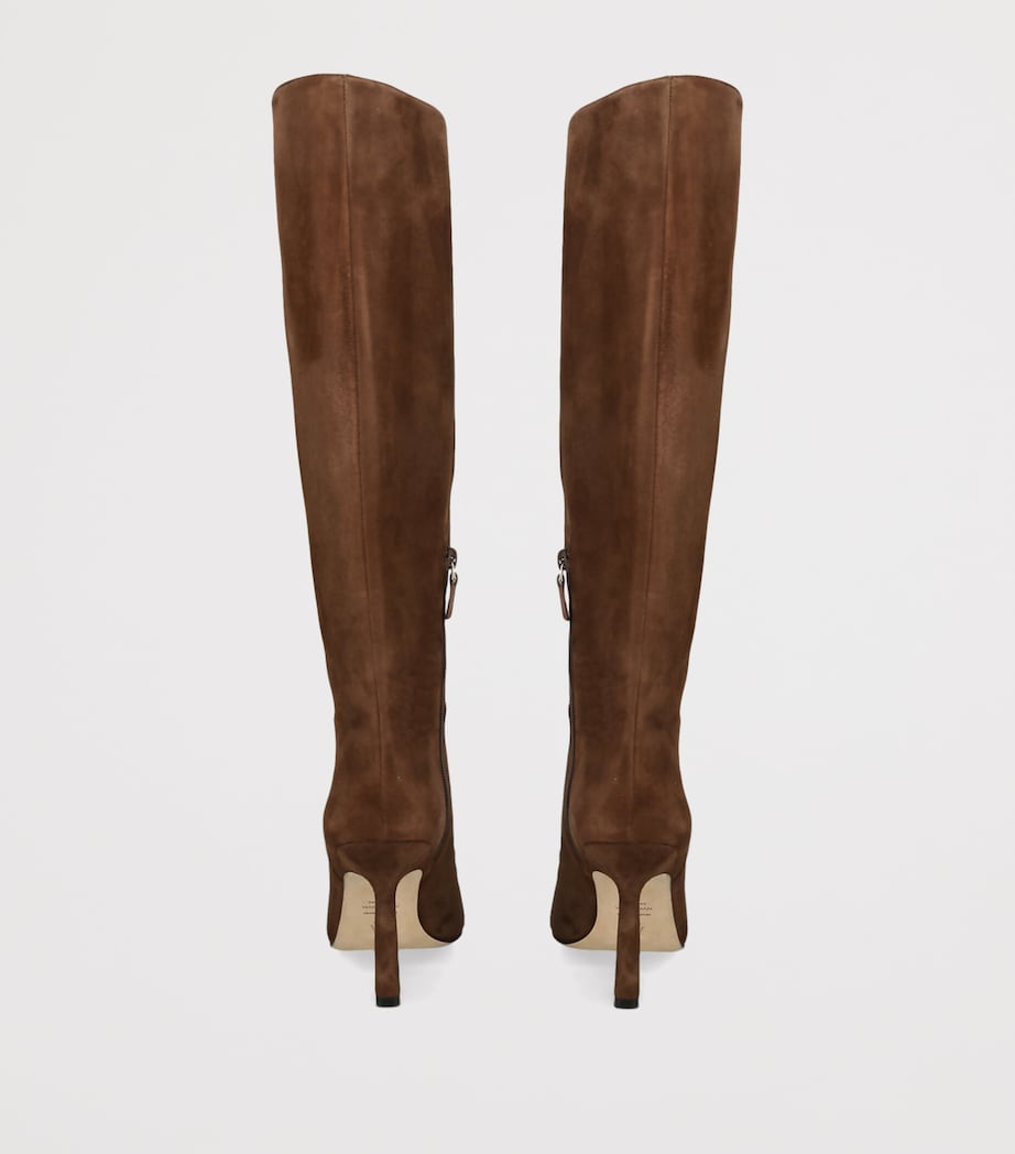 Stuart Weitzman Suede Vinnie Zip Knee-High Boots 100 Brown Image 3