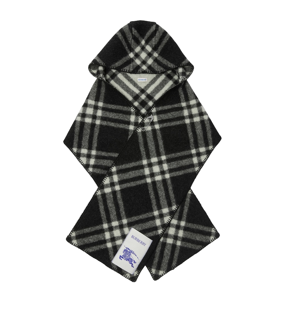 Wool Check Hooded Scarf