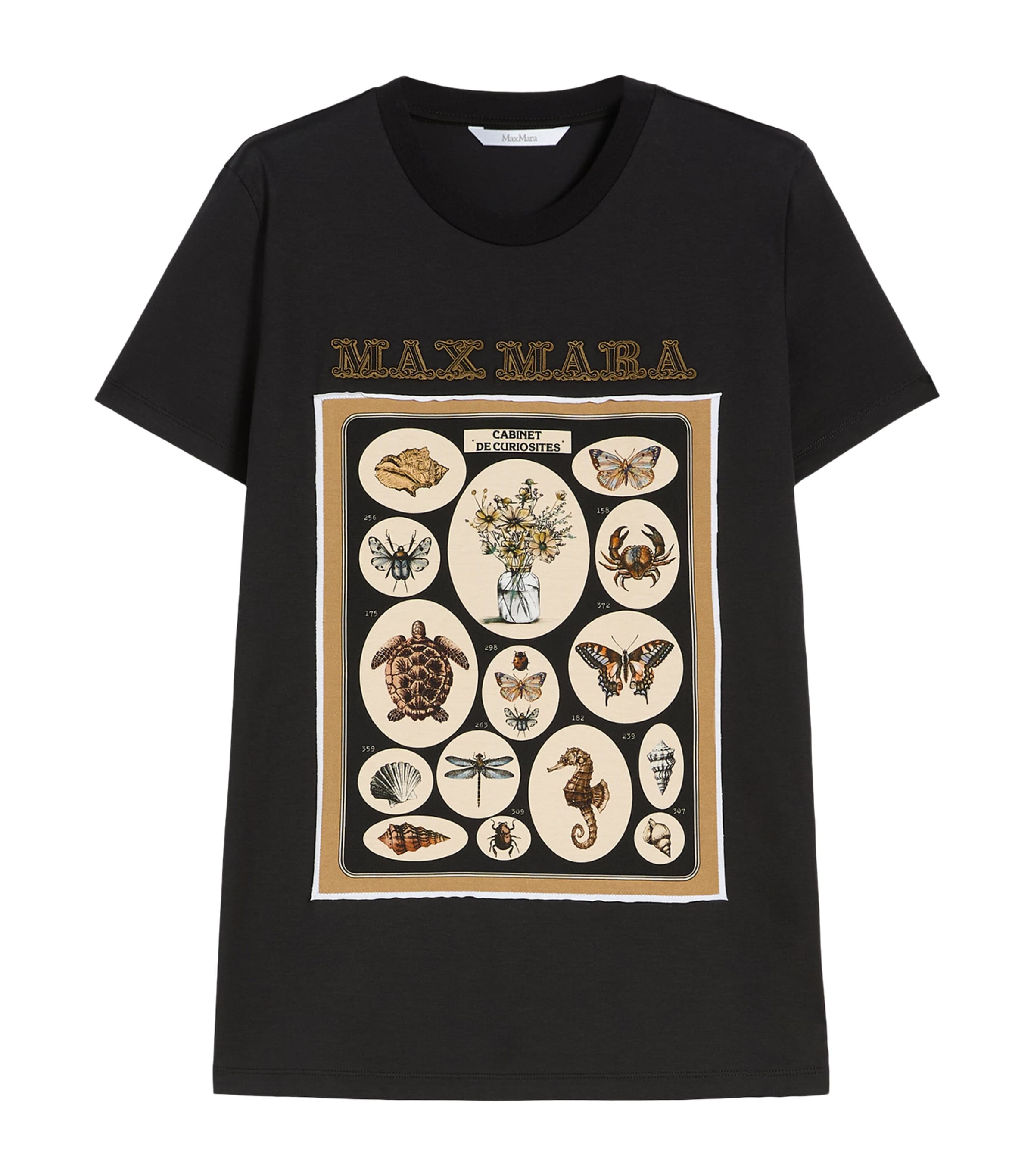 Max Mara Black Cotton Embroidered T-Shirt | Harrods US