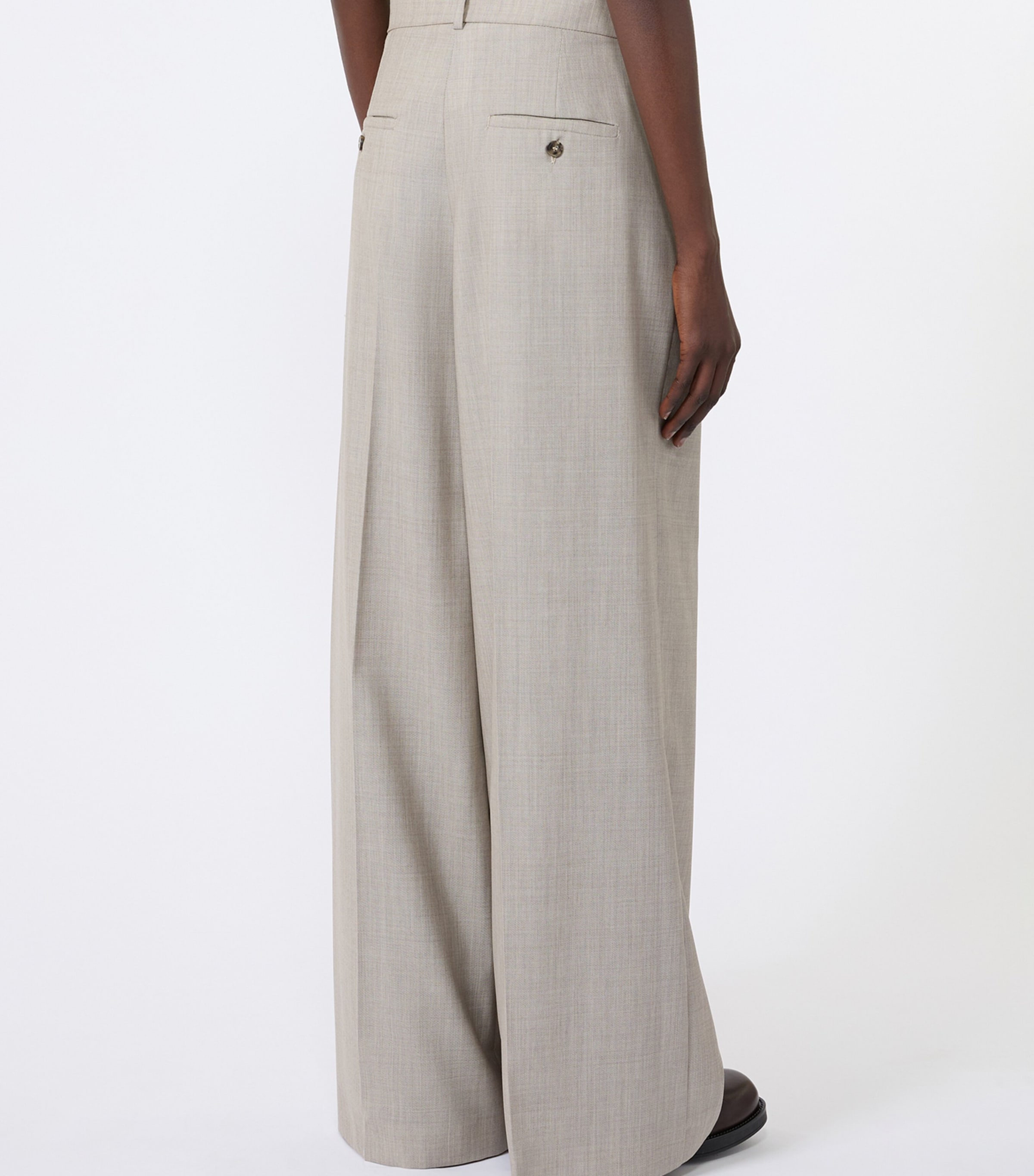 Weekend Max Mara Womens Virgin Wool Wide-Leg Trousers Hazelnut Brown Image 3