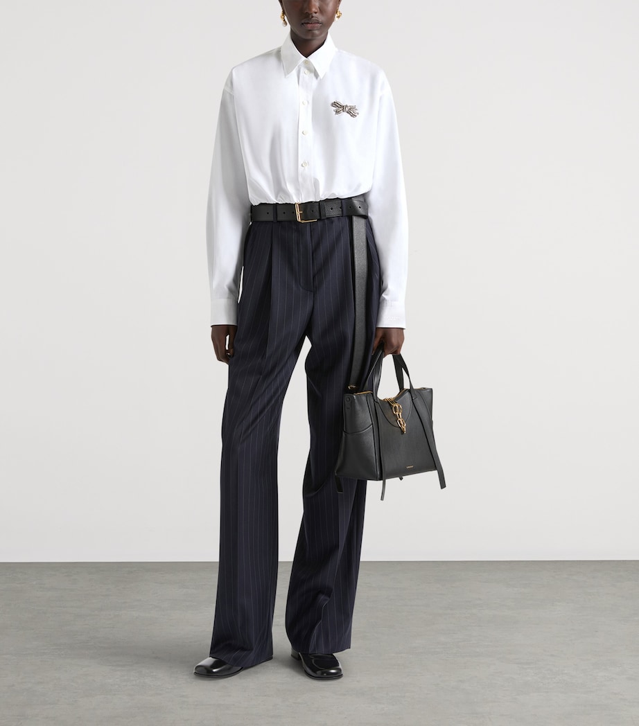 Givenchy Womens Wool Stripe Wide-Leg Trousers Image 3