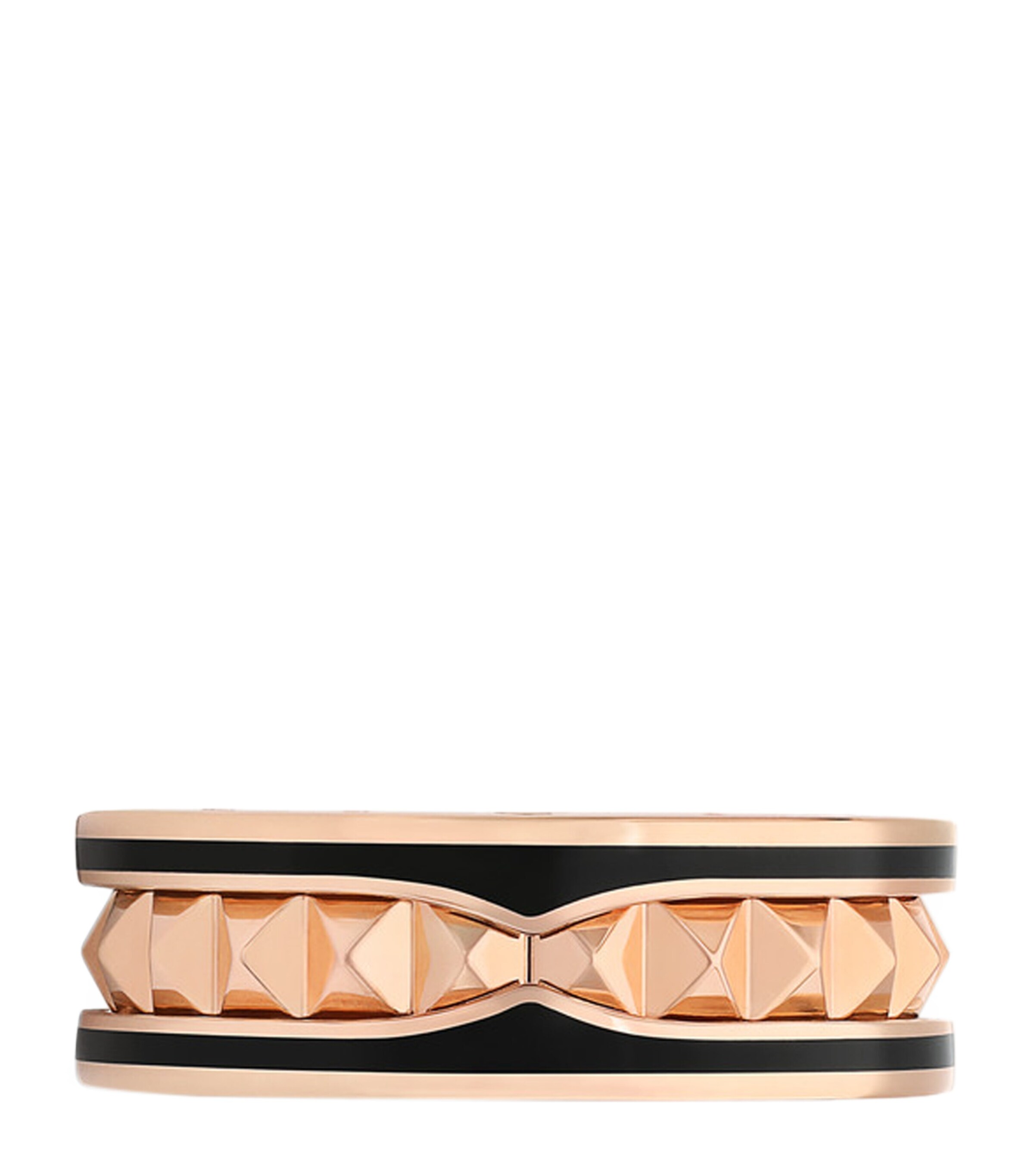 Bvlgari Rose Gold and Black Ceramic B.zero1 Rock One-Band Ring Pink Gold Image 3
