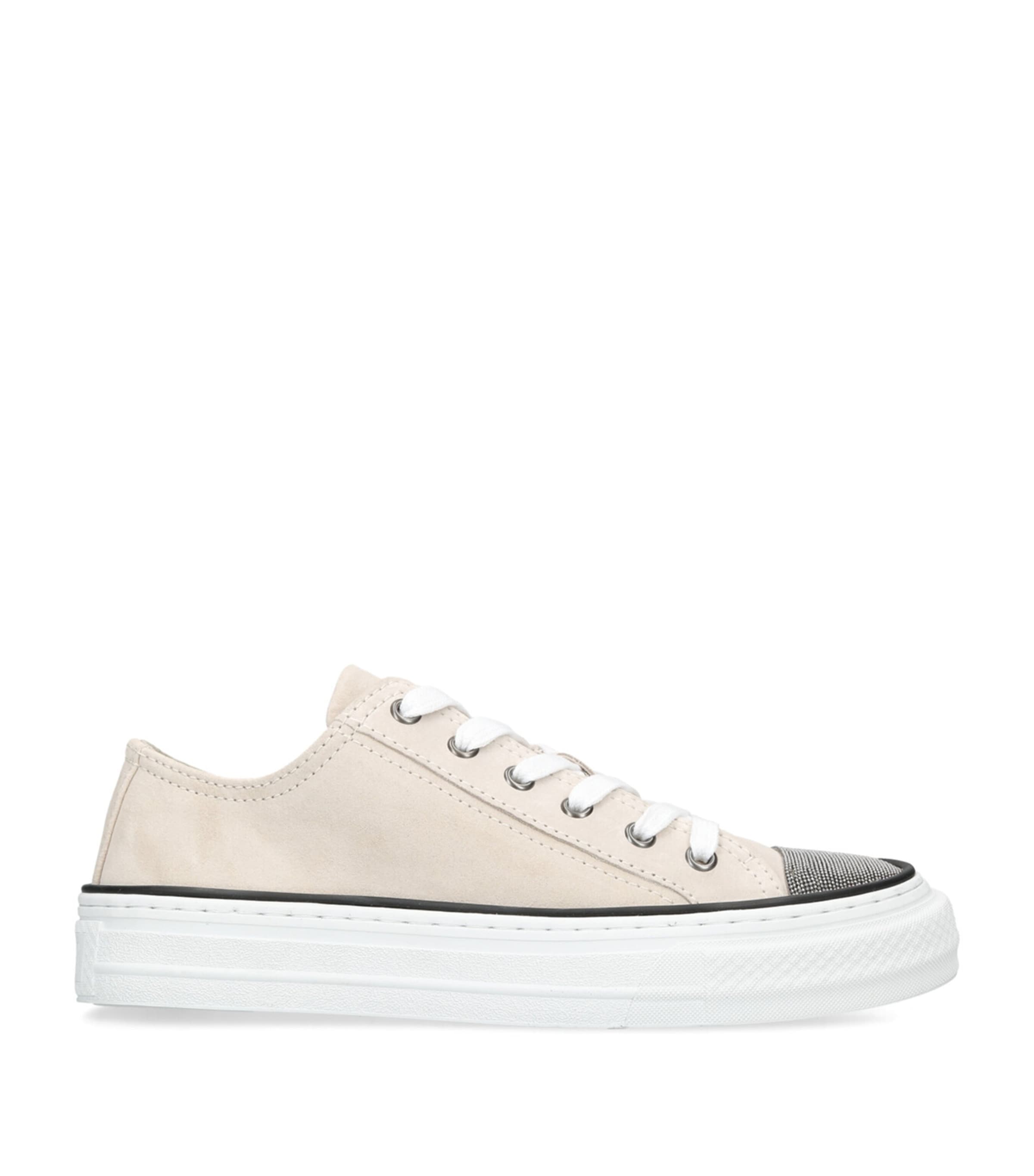 Brunello Cucinelli Leather Monili Low-Top Sneakers Bone Image 1