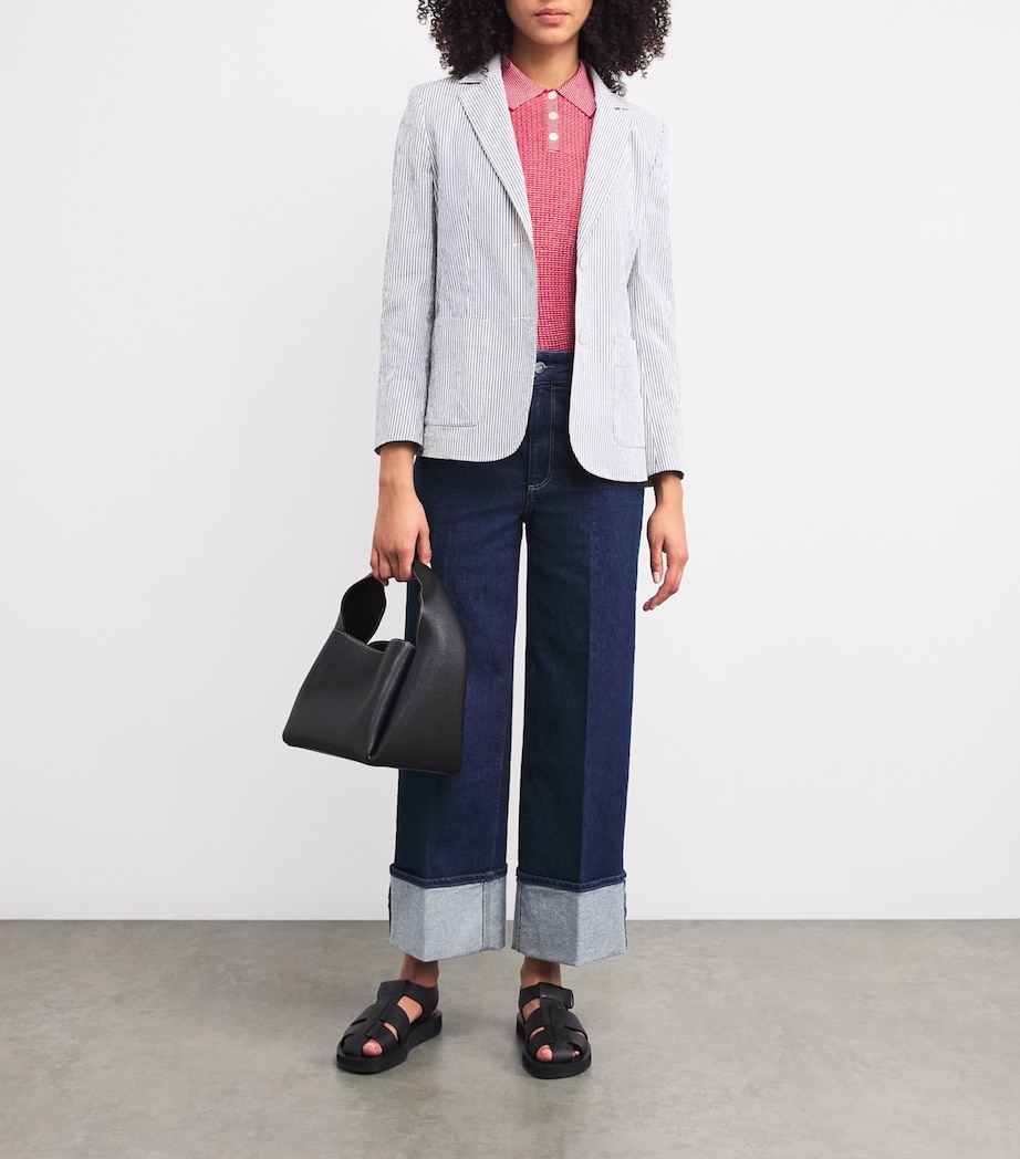 Cotton Striped Blazer NAVY Image 2