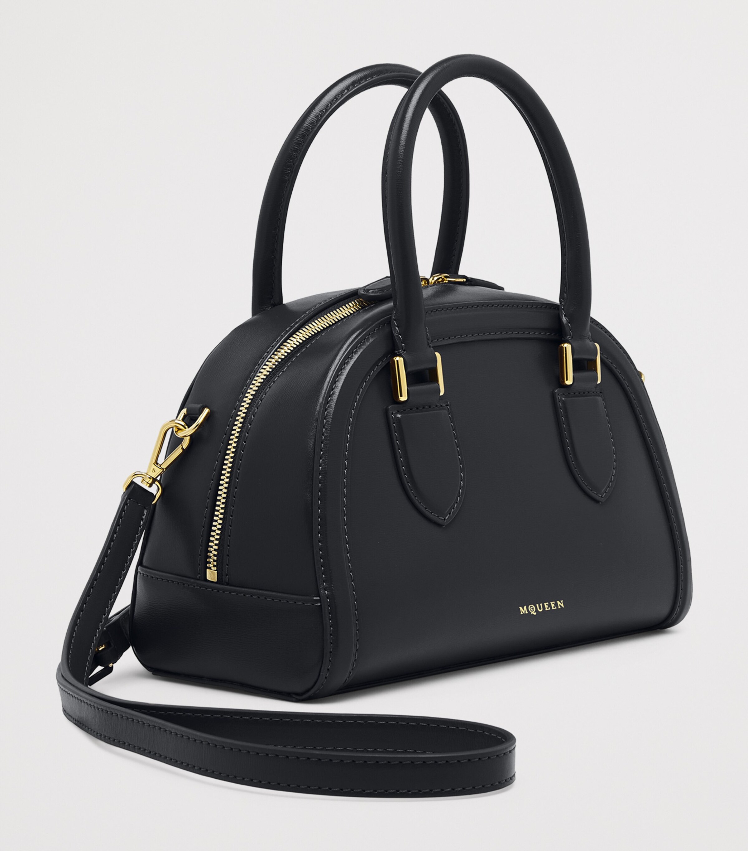 McQueen Small Leather Birdee Boston Cross-Body Bag Image 3