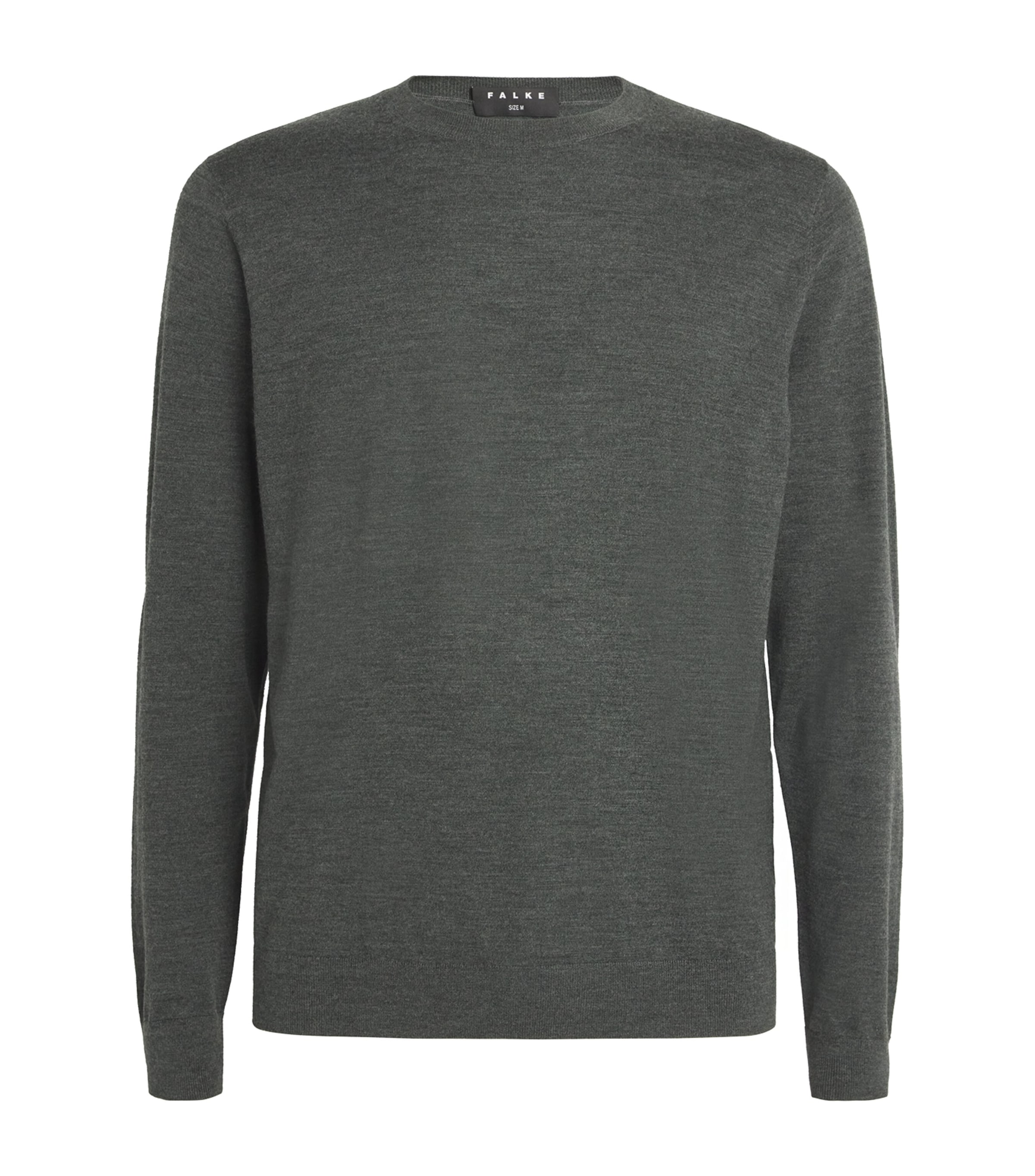 Shop Falke Virgin Wool Crew-neck Sweater In Green