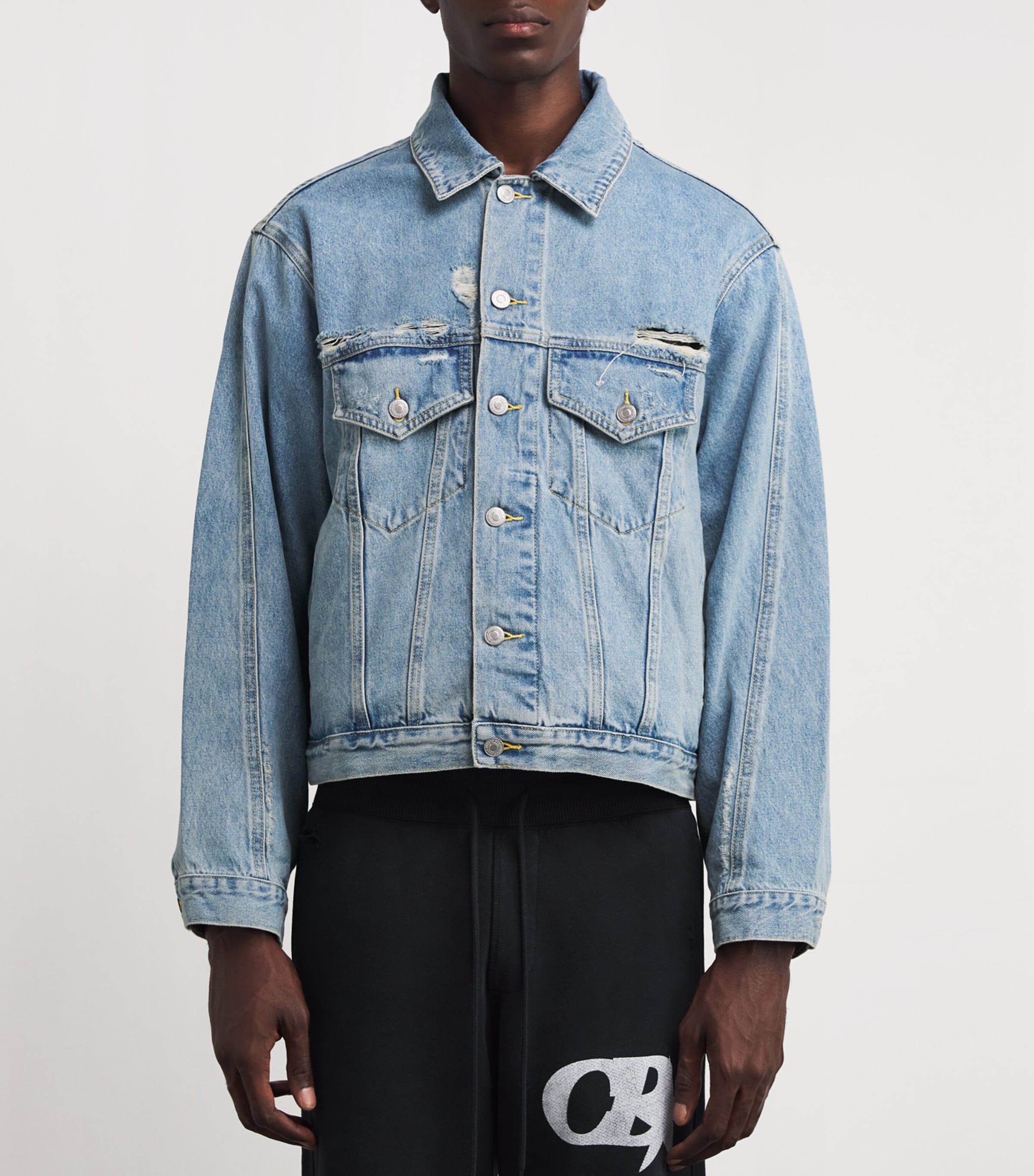 Distressed Denim Jacket 400 BLUE Image 3
