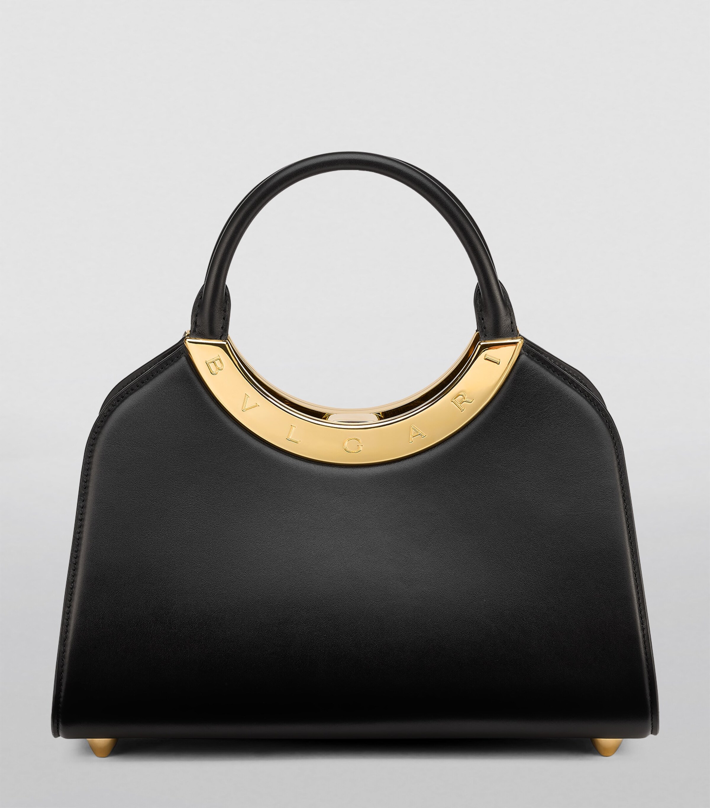 Bvlgari Medium Leather Roma Top-Handle Bag Black Image 2