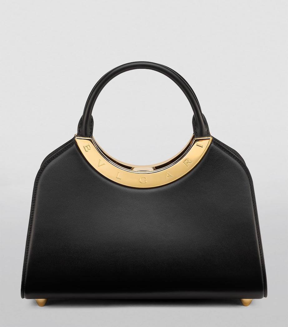 Bvlgari Medium Leather Roma Top-Handle Bag Black Image 2