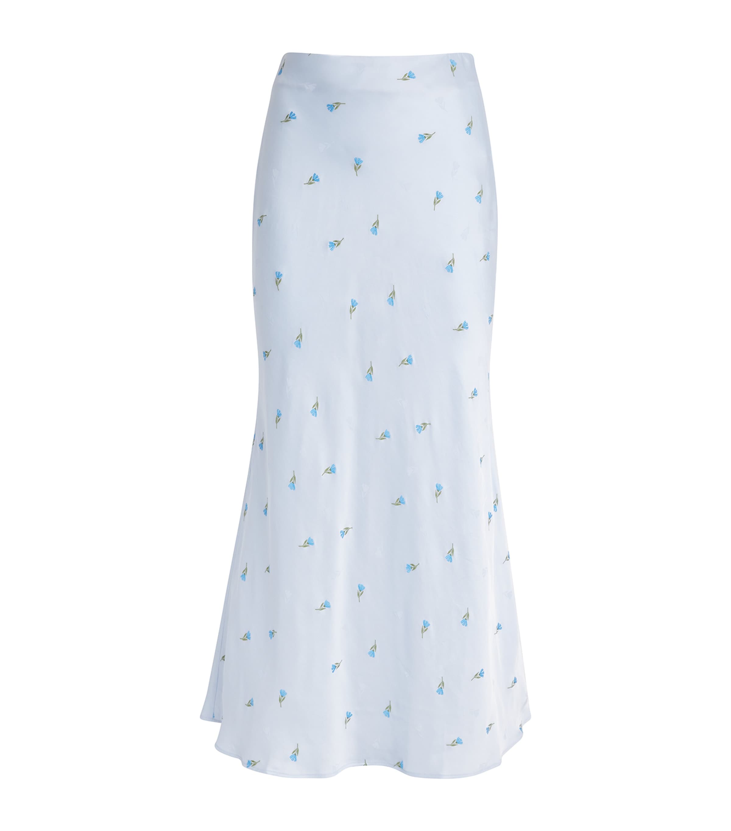Claudie Pierlot Womens Satin Floral Midi Skirt Sky Image 1