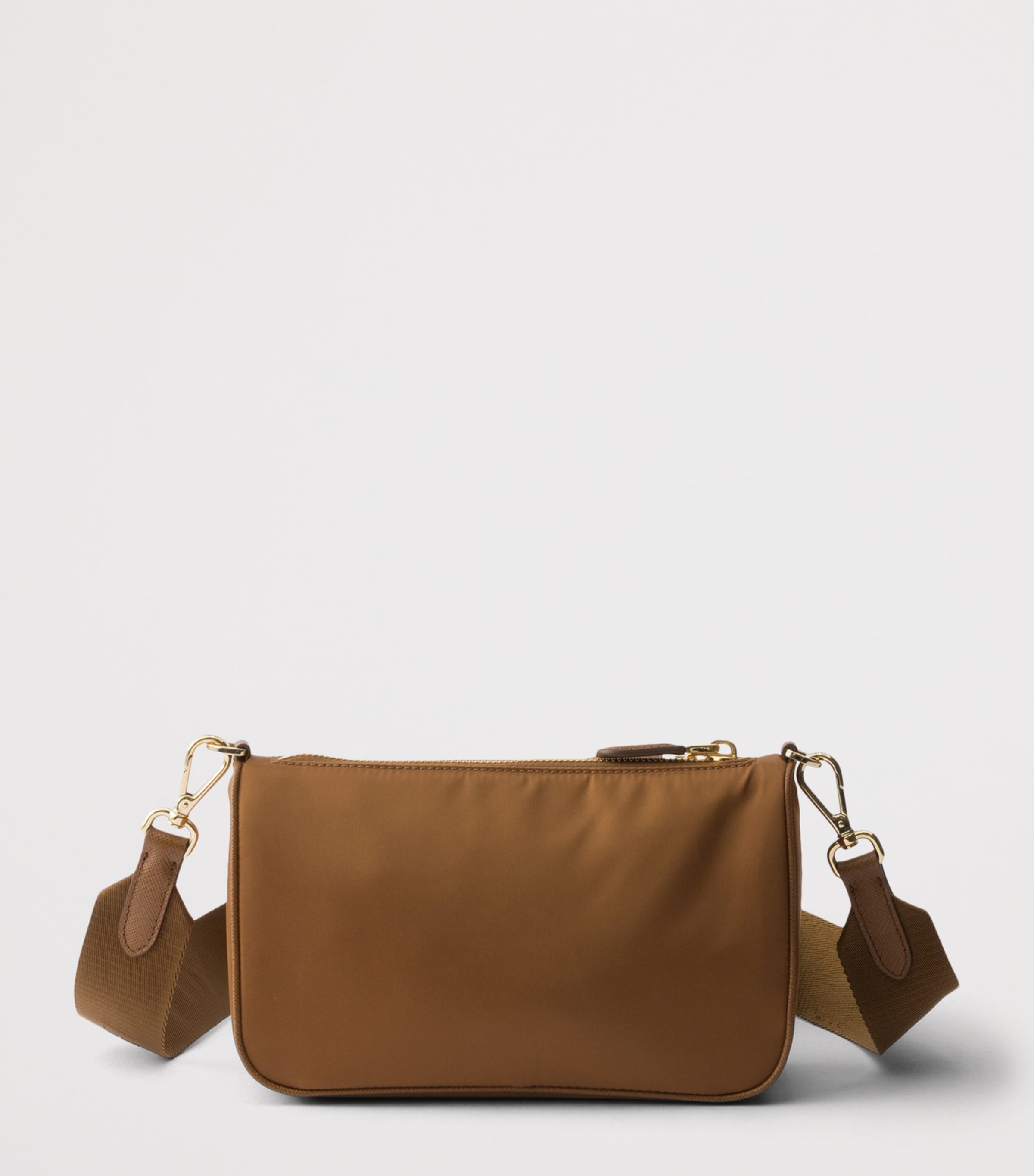 Prada Re-Nylon and Saffiano Leather Shoulder Bag Brown Image 3