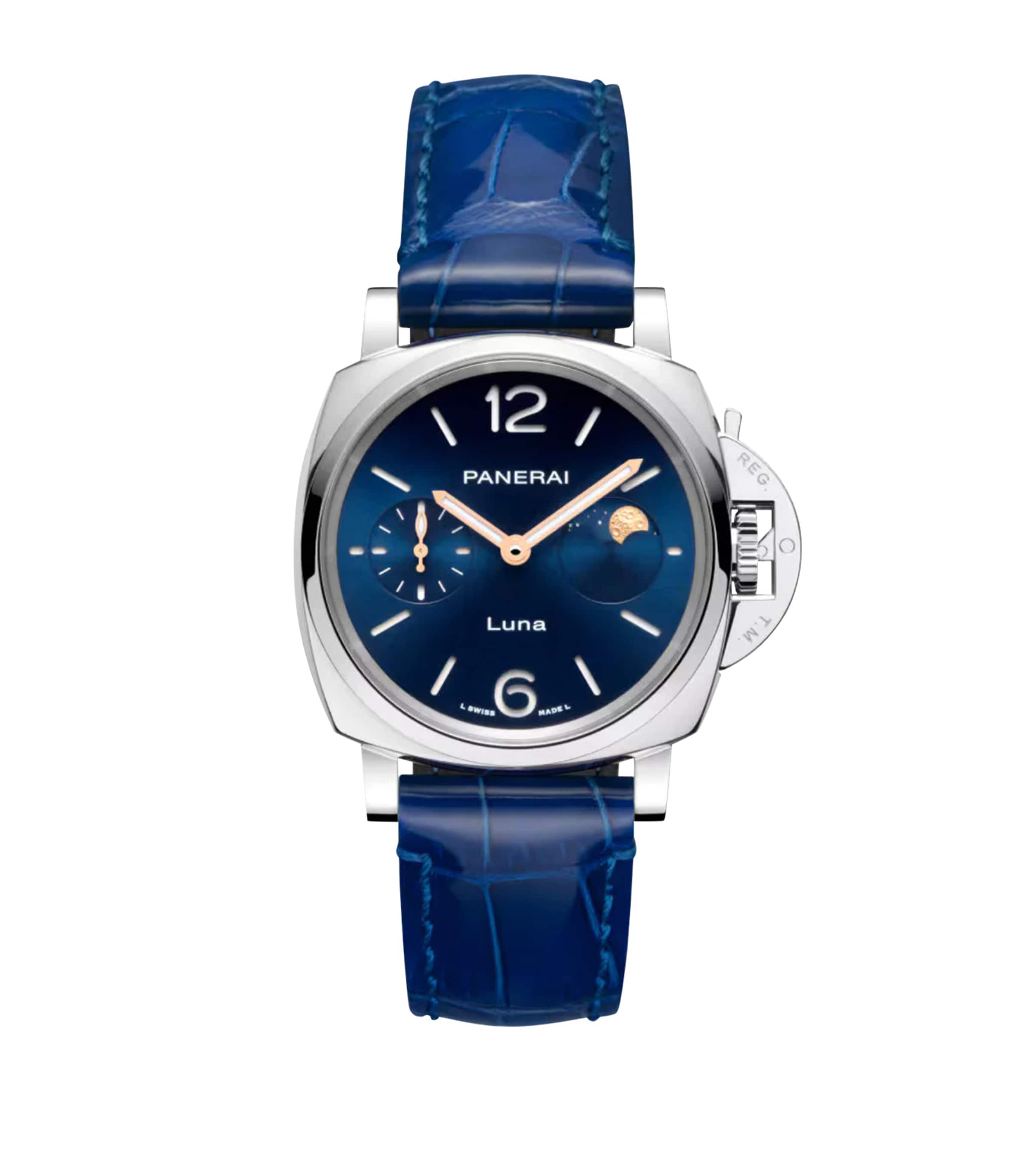 Stainless Steel Luminor Due Luna Watch 38mm BLUE Image 1